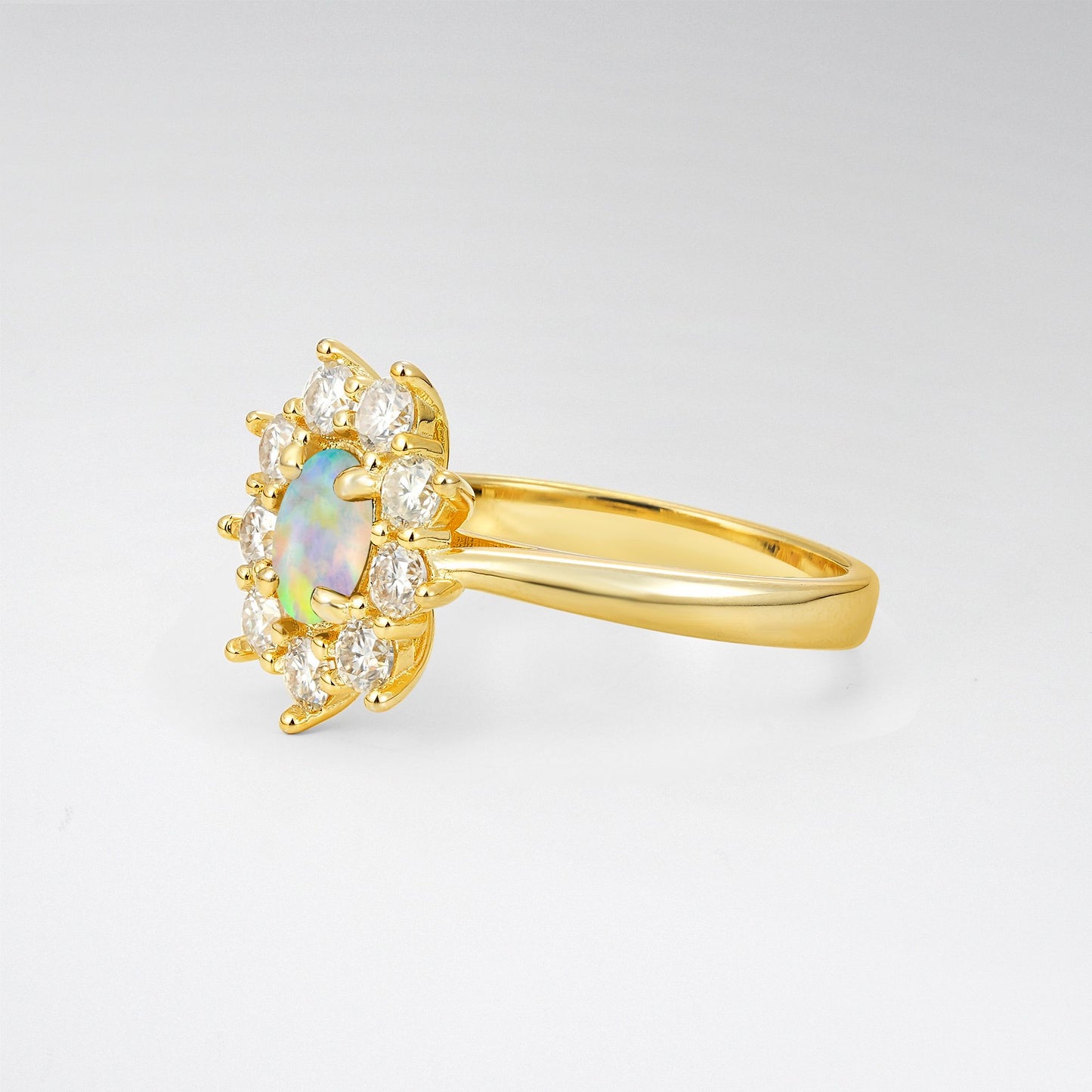 Vintage Oval Cut Opal Cluster Engagement Ring - Additional view