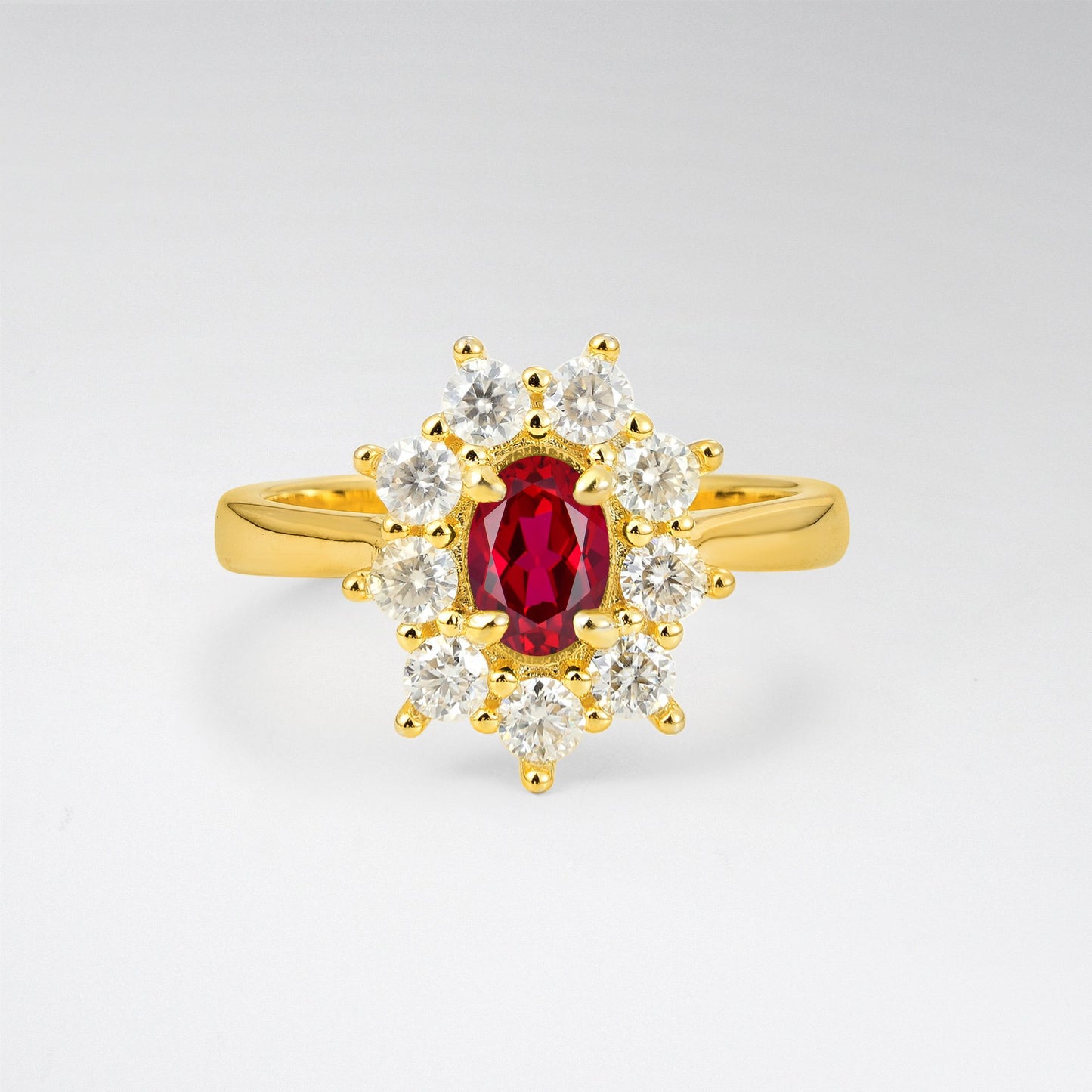Vintage Oval Cut Ruby Cluster Engagement Ring - Additional view