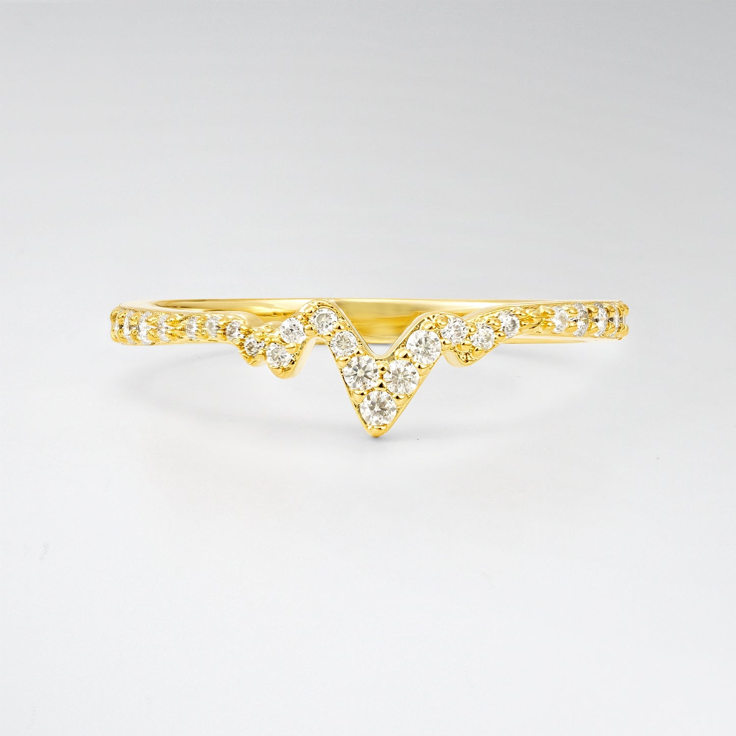 Modern Round Cut Moissanite V-Shaped Curved Wedding Band - Additional view