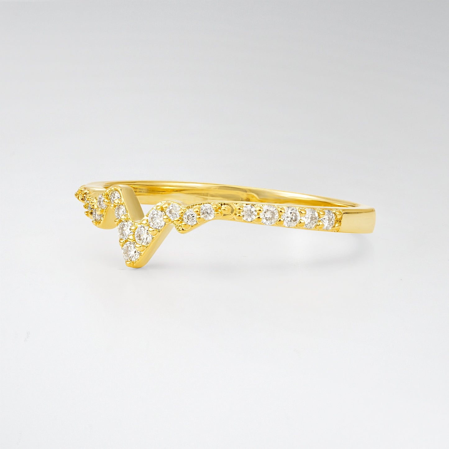 Modern Round Cut Moissanite V-Shaped Curved Wedding Band - Additional view