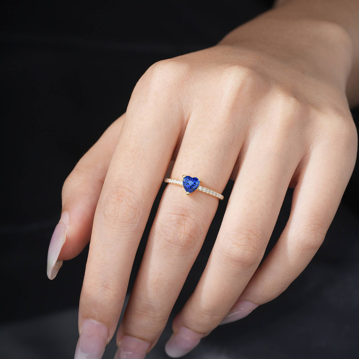 Romantic Heart Cut Sapphire Pavé Engagement Ring - Additional view