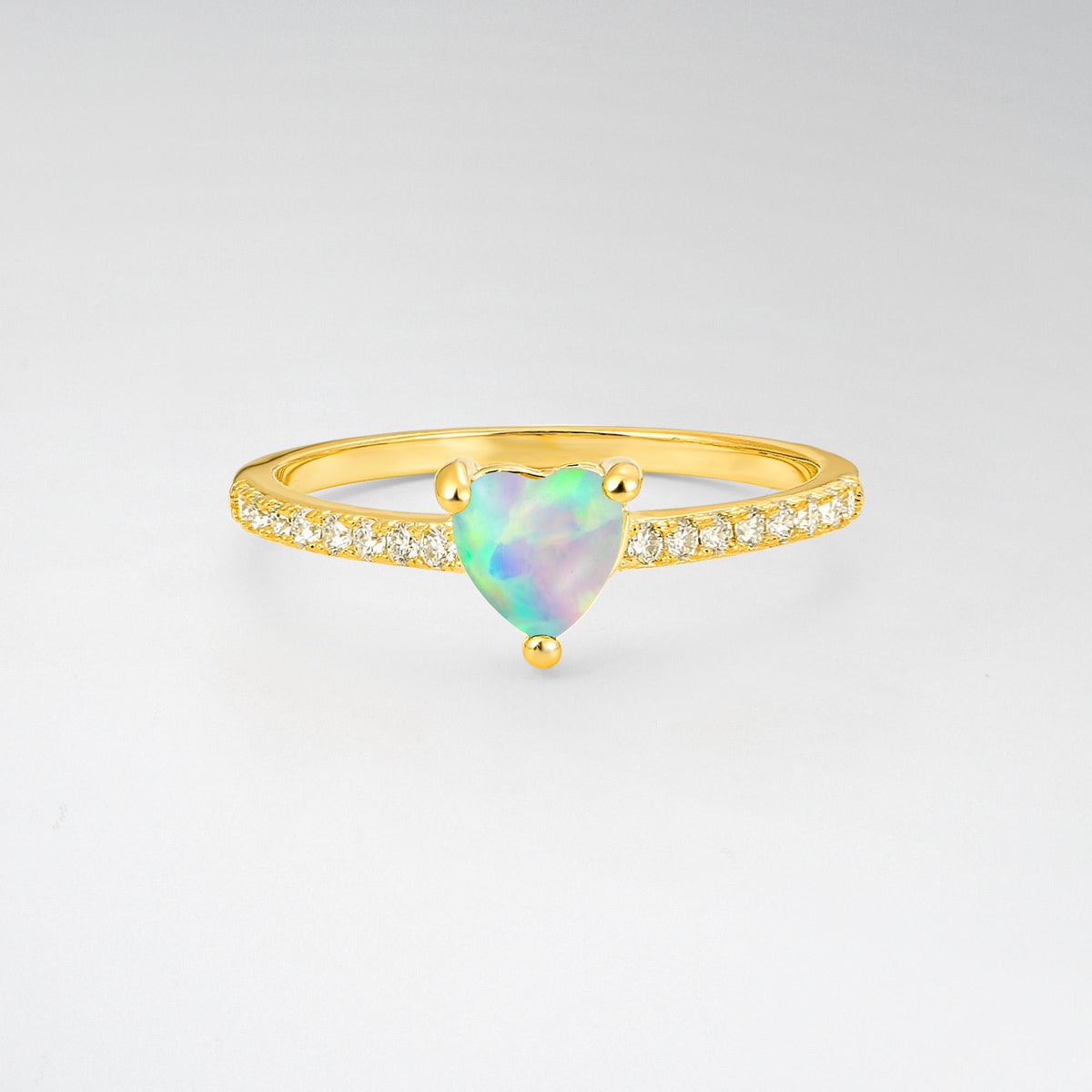 Romantic Heart Cut Opal Pavé Engagement Ring - Additional view
