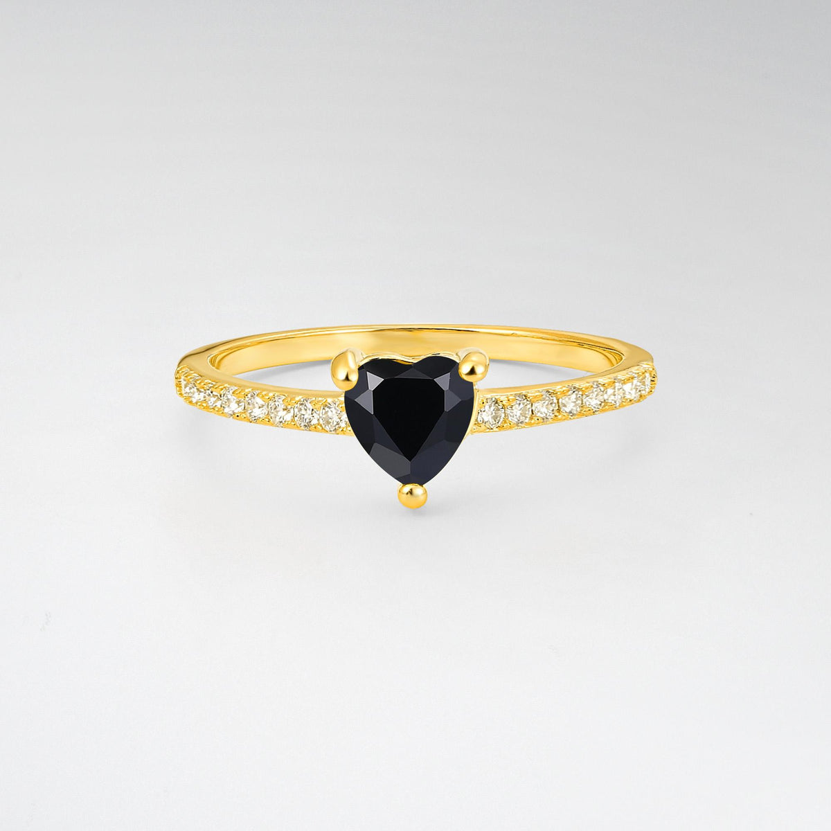 Romantic Heart Cut Black Onyx Pavé Engagement Ring - Additional view