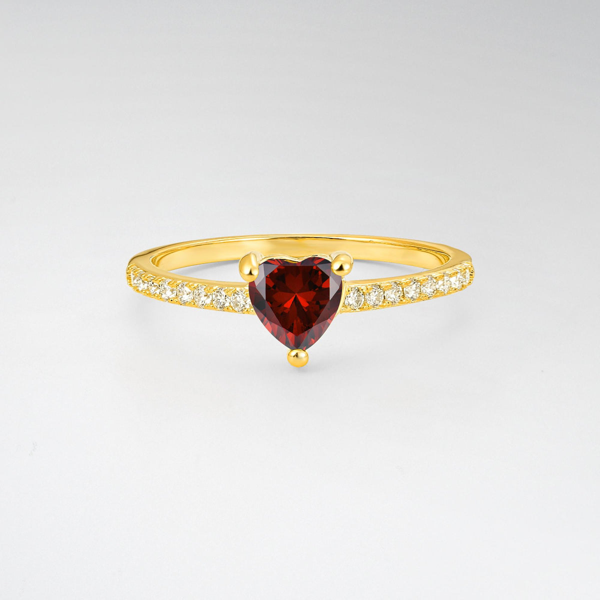 Romantic Heart Cut Garnet Pavé Engagement Ring - Additional view