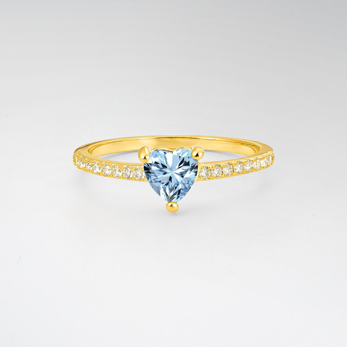 Romantic Heart Cut Aquamarine Pavé Engagement Ring - Additional view
