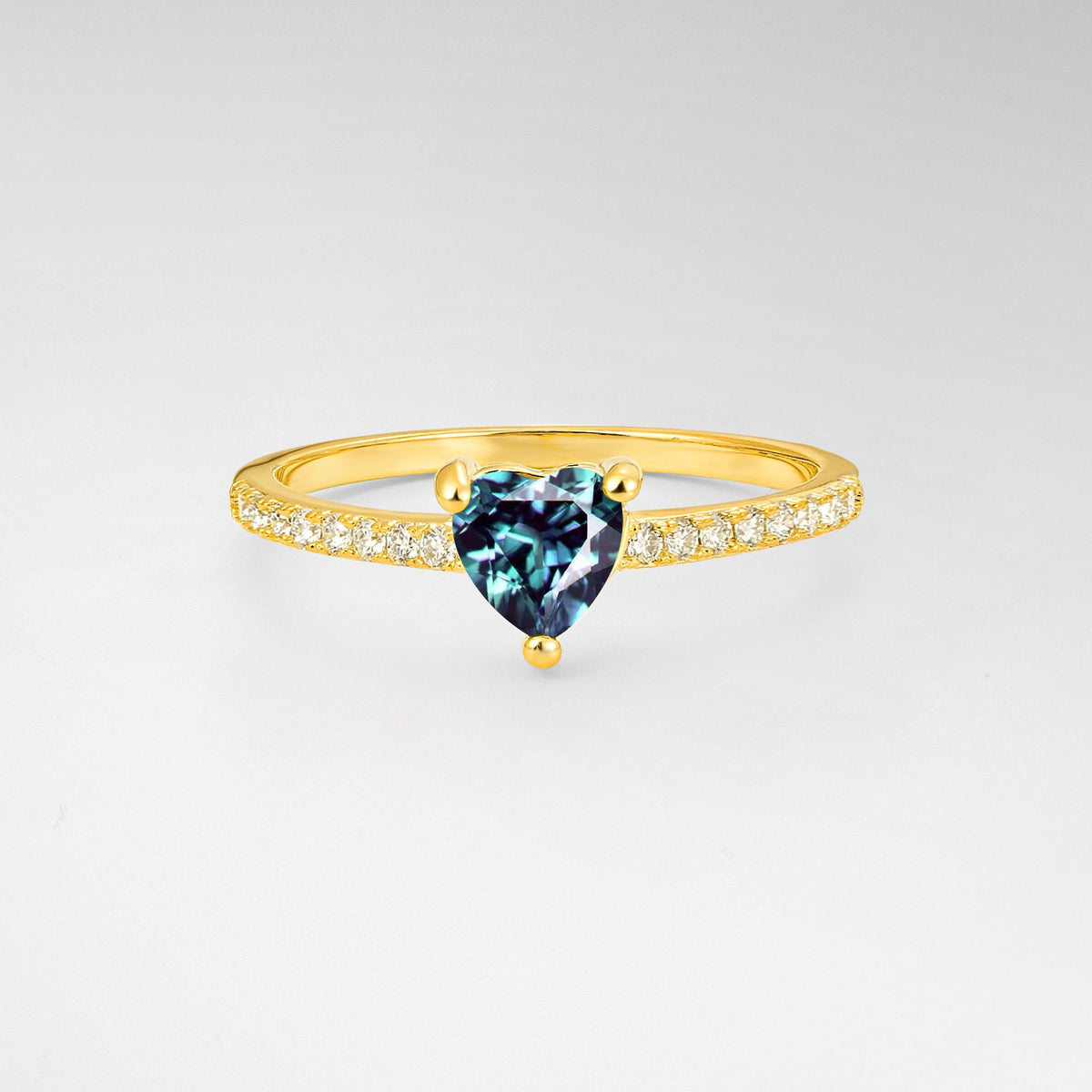 Romantic Heart Cut Alexandrite Pavé Engagement Ring - Additional view