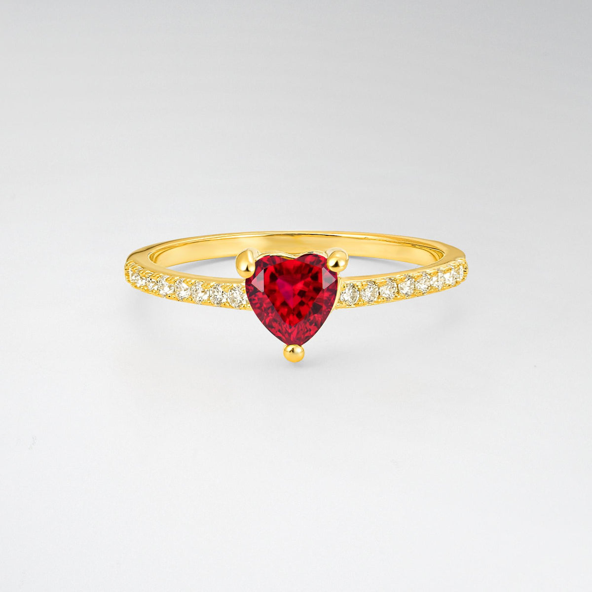 Romantic Heart Cut Ruby Pavé Engagement Ring - Additional view