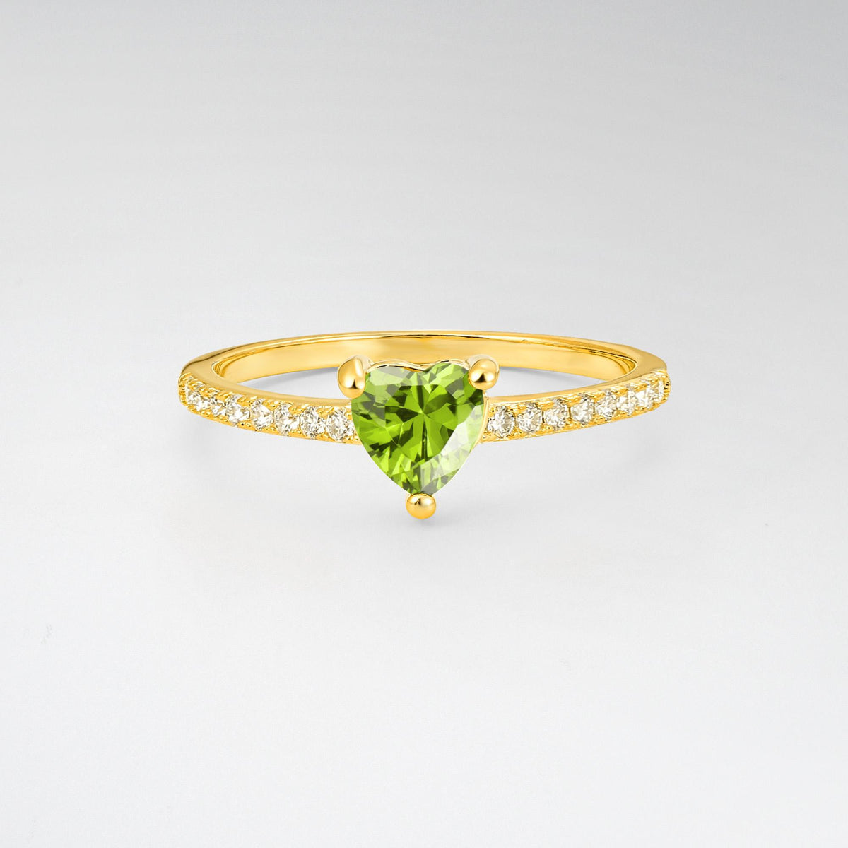 Romantic Heart Cut Peridot Pavé Engagement Ring - Additional view