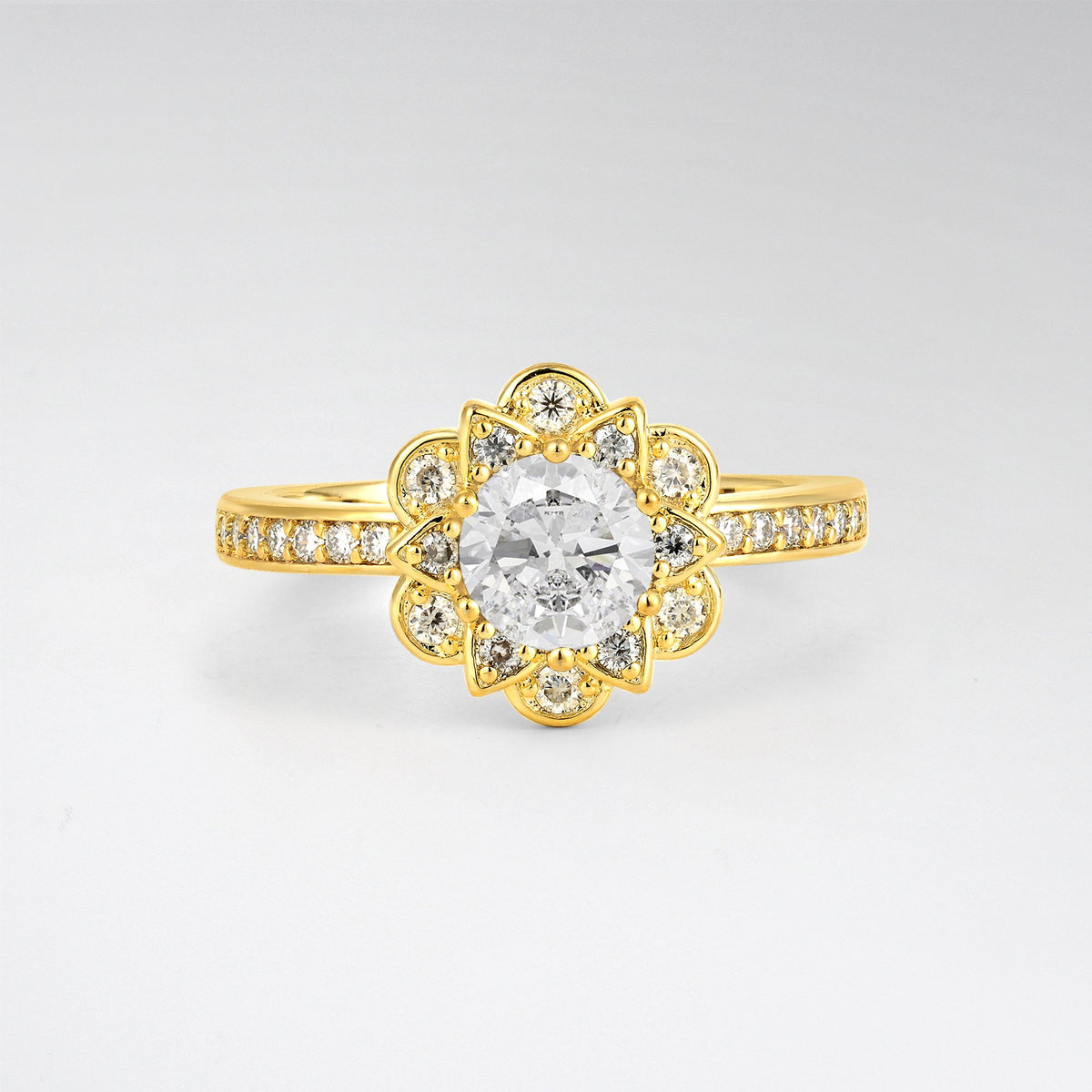Round Moissanite Lotus Halo Engagement Ring - Additional view