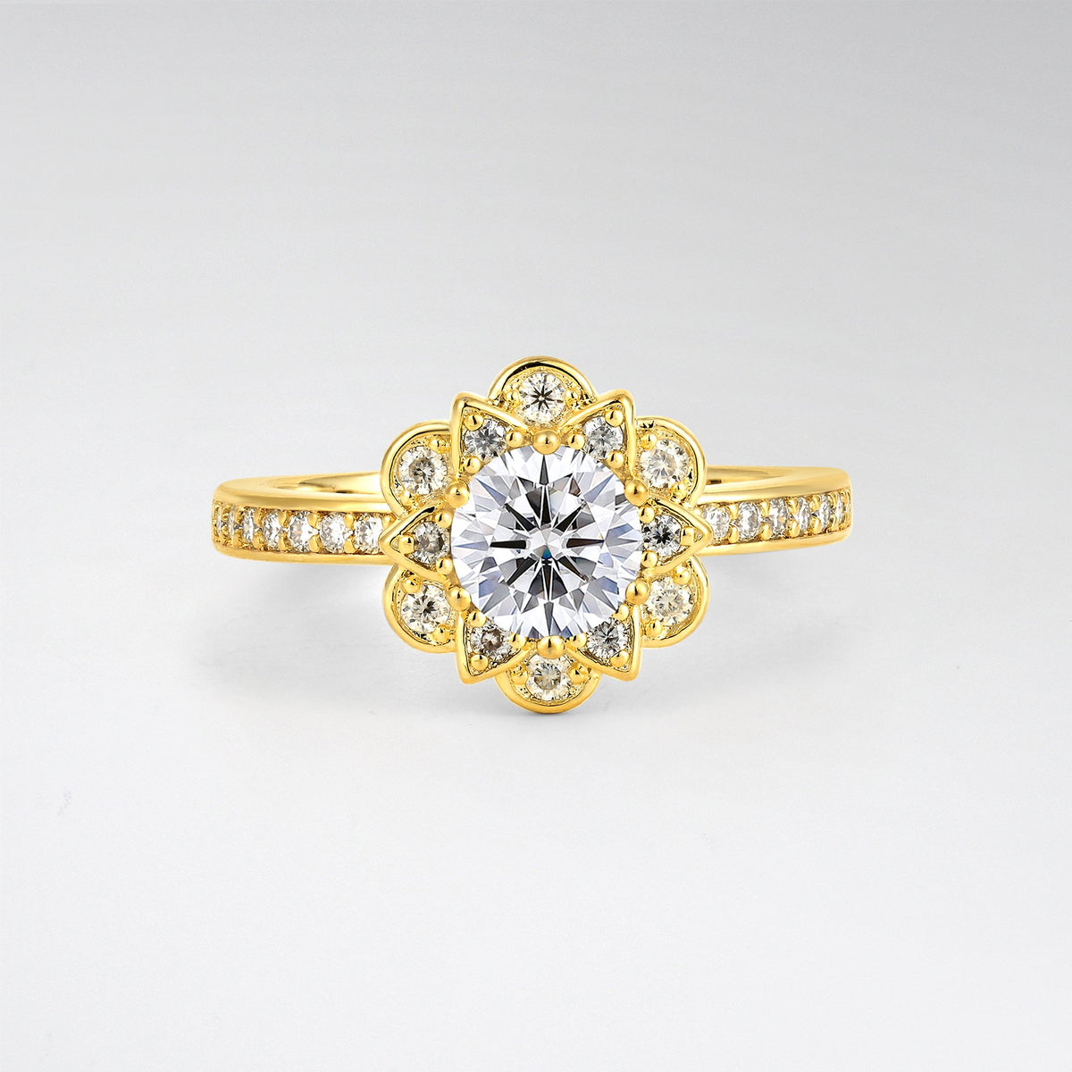 Round Lab Diamond Lotus Halo Engagement Ring - Additional view