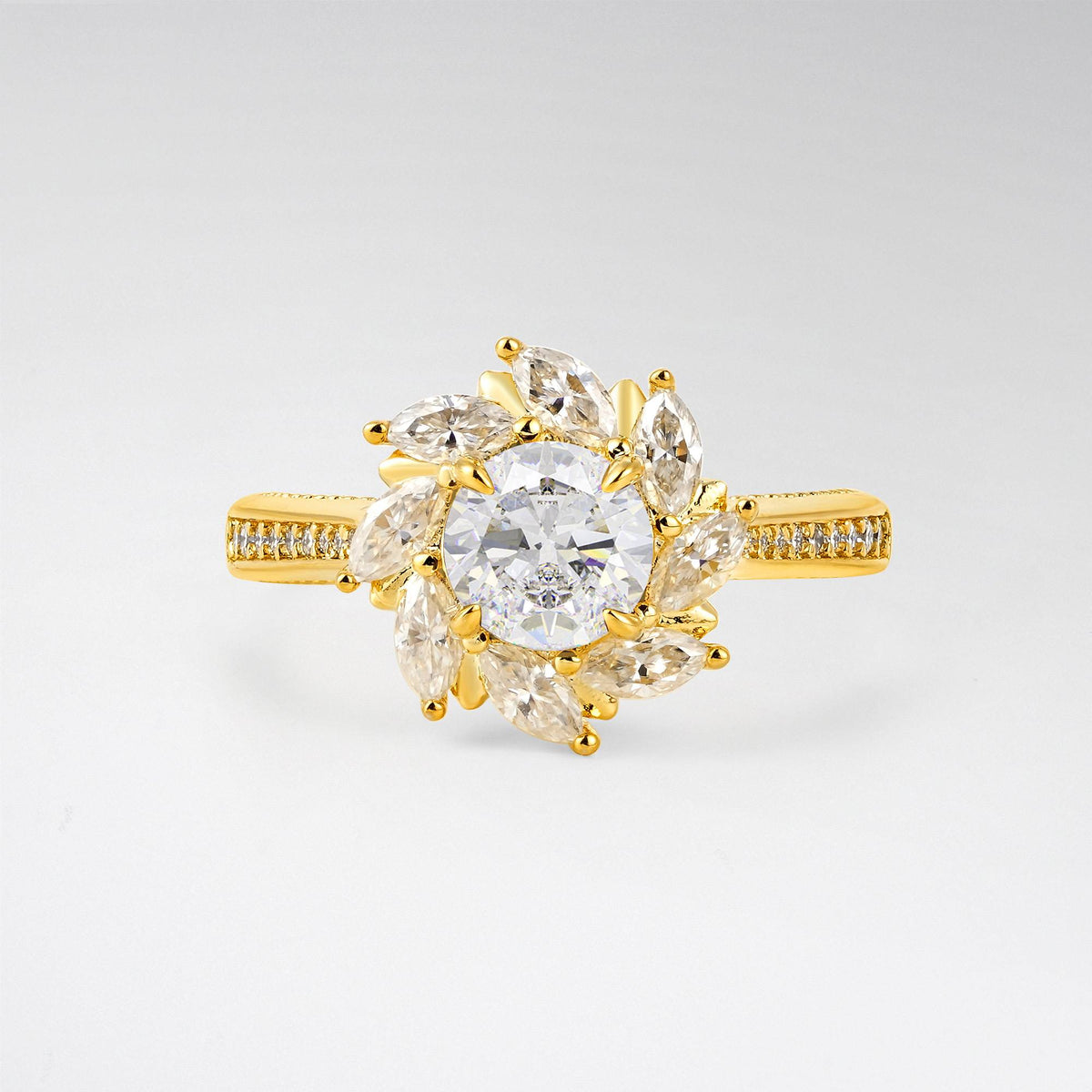 Floral Marquise Halo Moissanite Engagement Ring - Additional view
