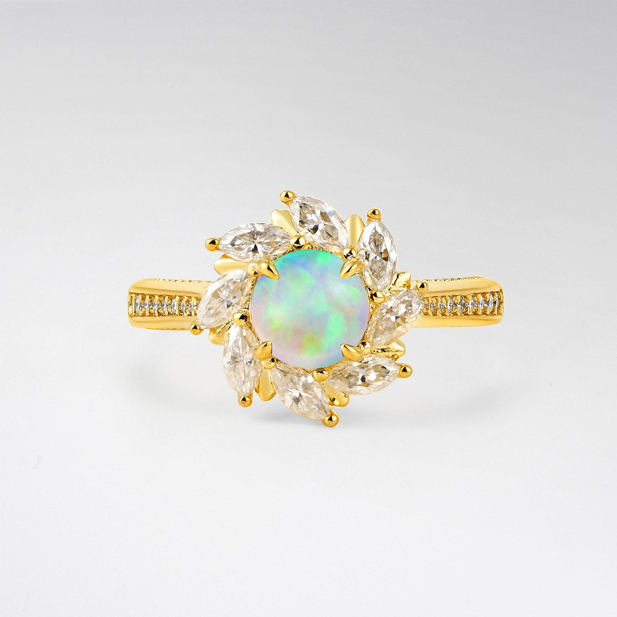 Floral Marquise Halo Opal Engagement Ring - Additional view