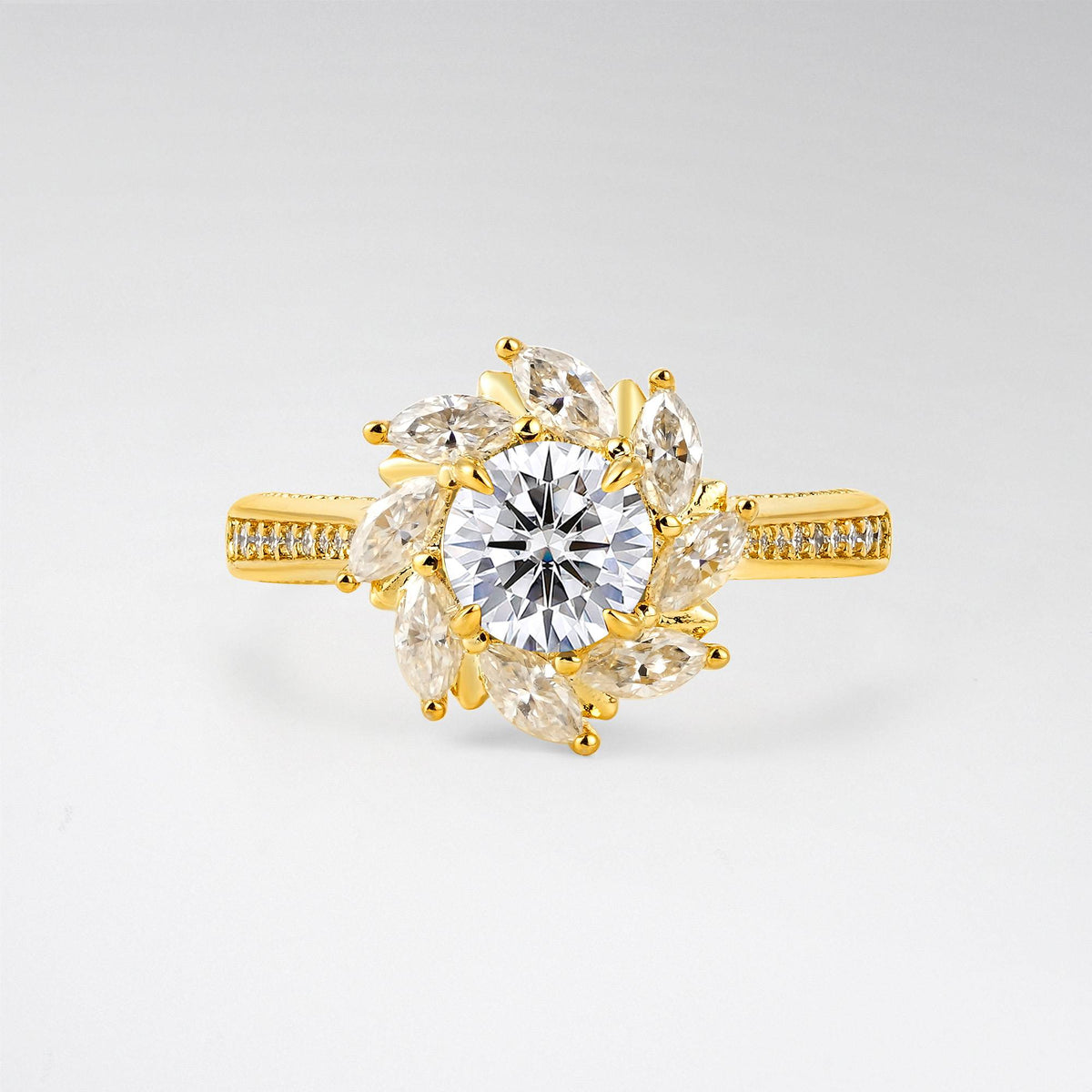 Floral Marquise Halo Lab Diamond Engagement Ring - Additional view