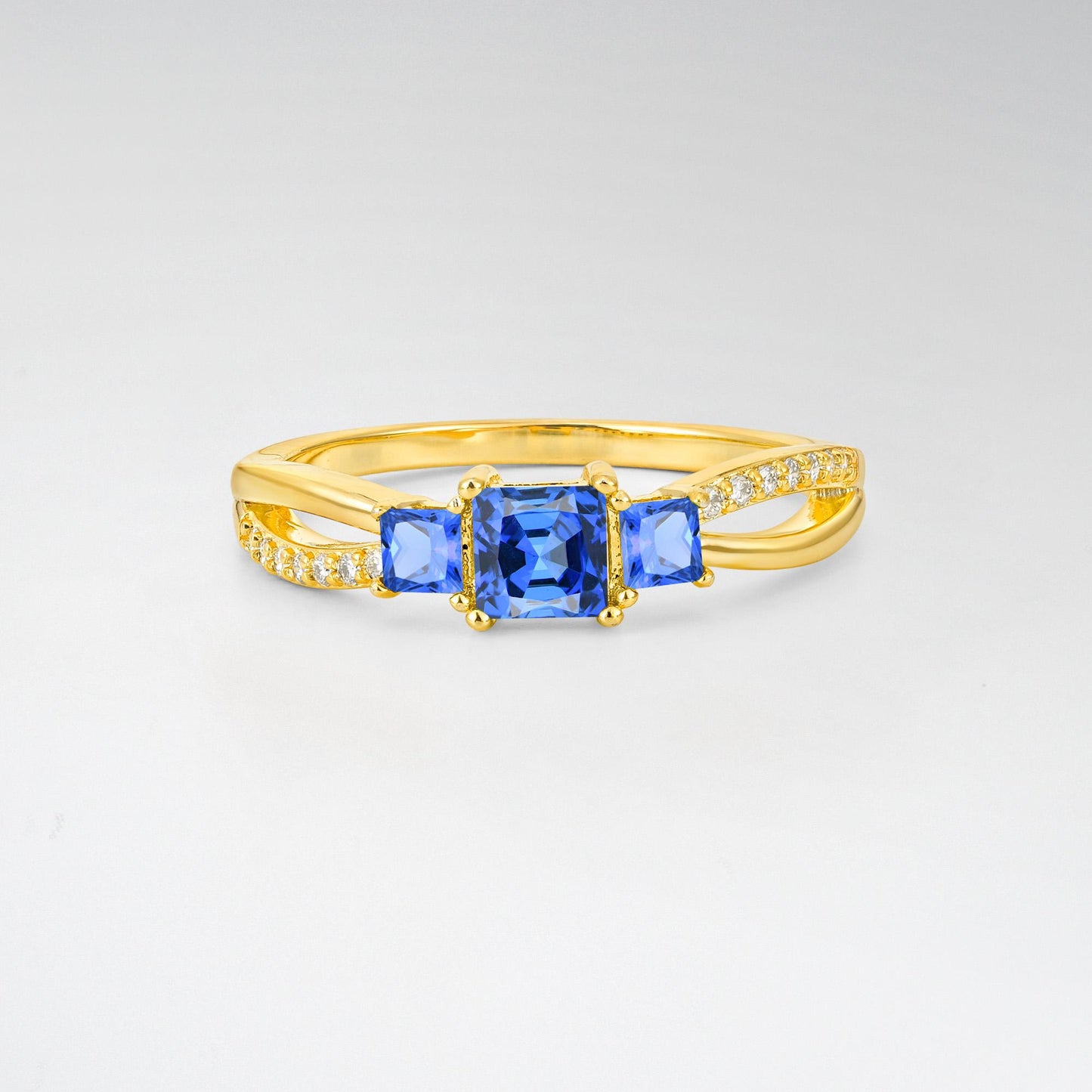 Princess Cut Sapphire Three Stone Engagement Ring - Additional view