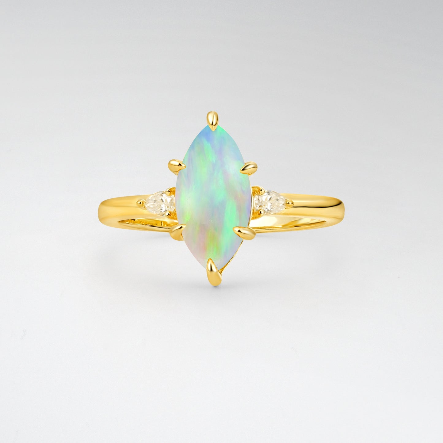 Three Stone Marquise Cut Opal Engagement Ring - Additional view