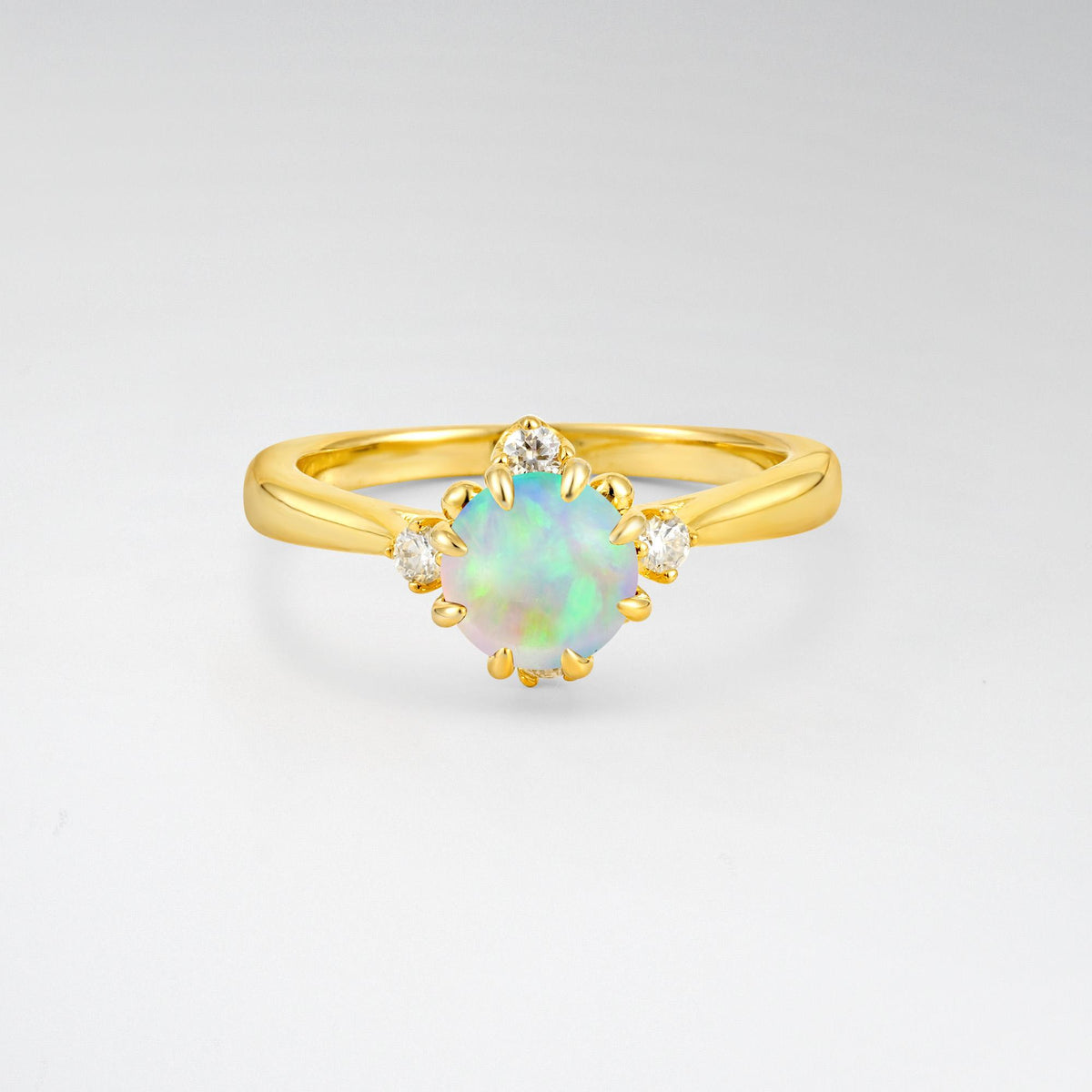 Classic Three Stone Opal Engagement Ring - Additional view