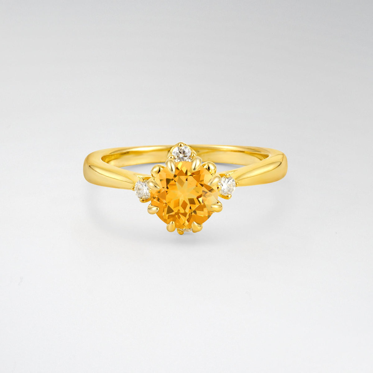Classic Three Stone Citrine Engagement Ring - Additional view