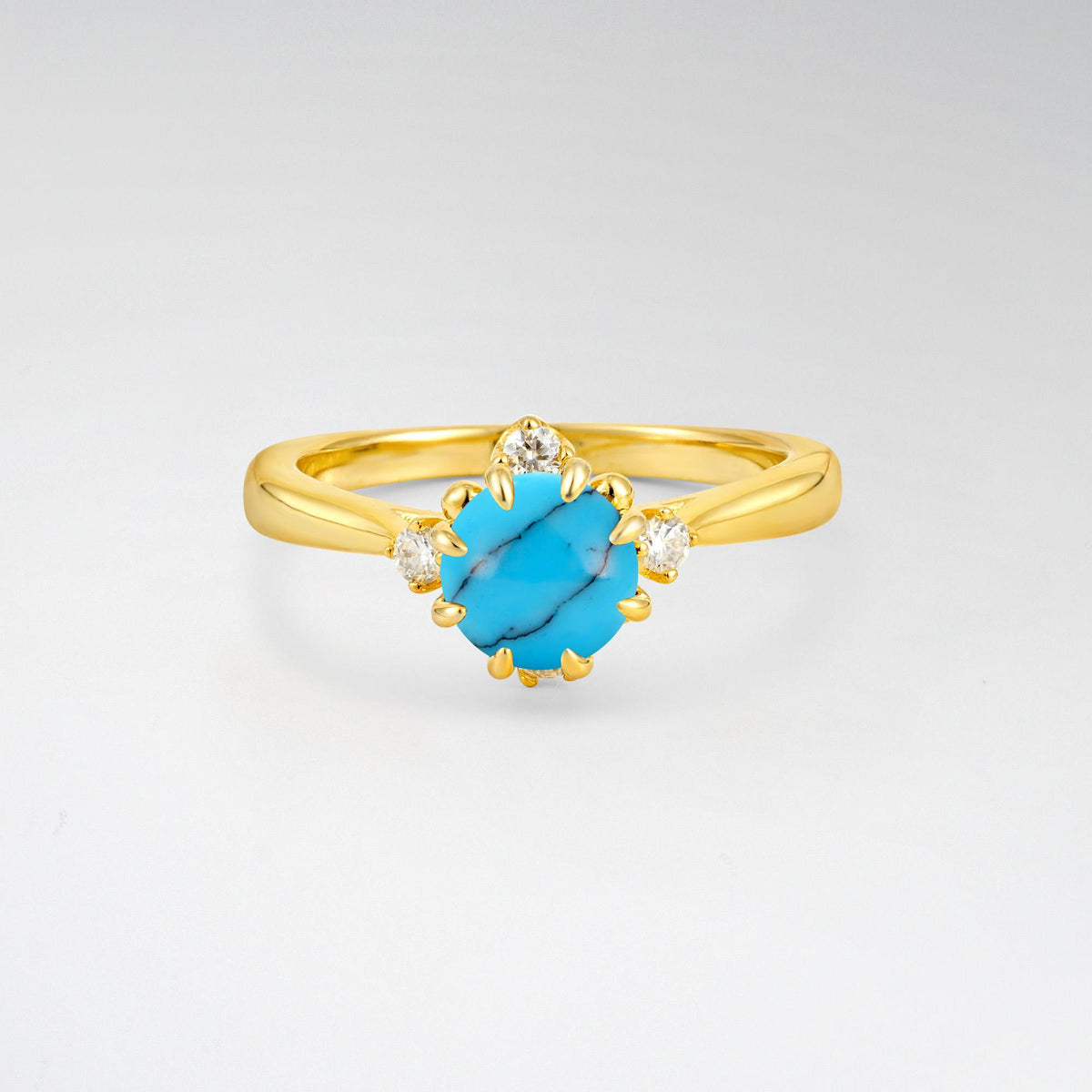 Classic Three Stone Turquoise Engagement Ring - Additional view