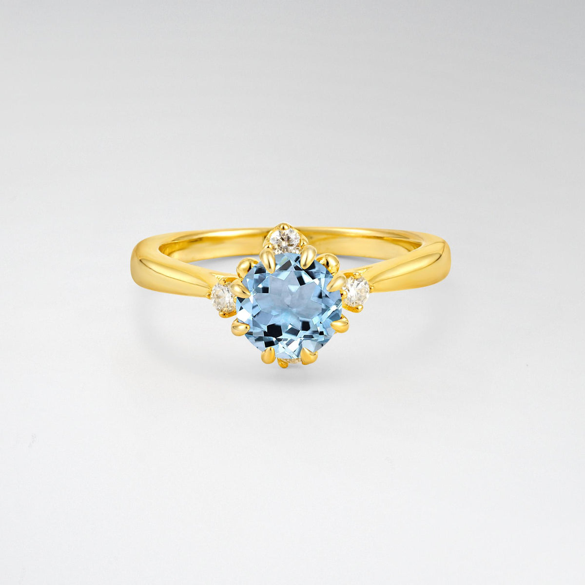 Classic Three Stone Aquamarine Engagement Ring - Additional view