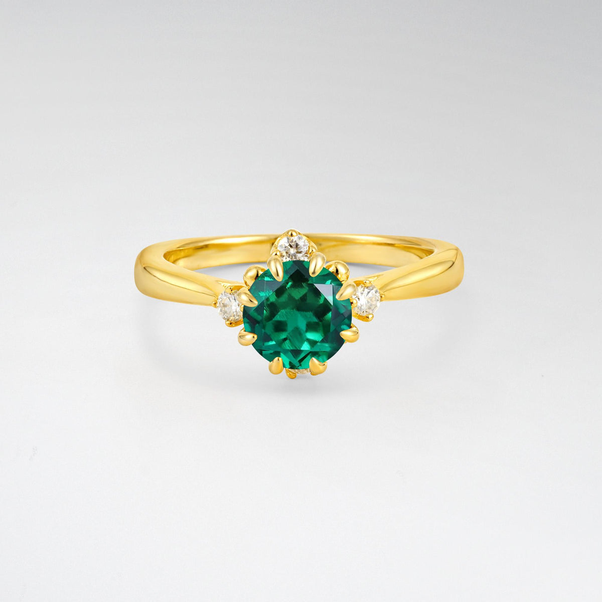 Classic Three Stone Emerald Engagement Ring - Additional view