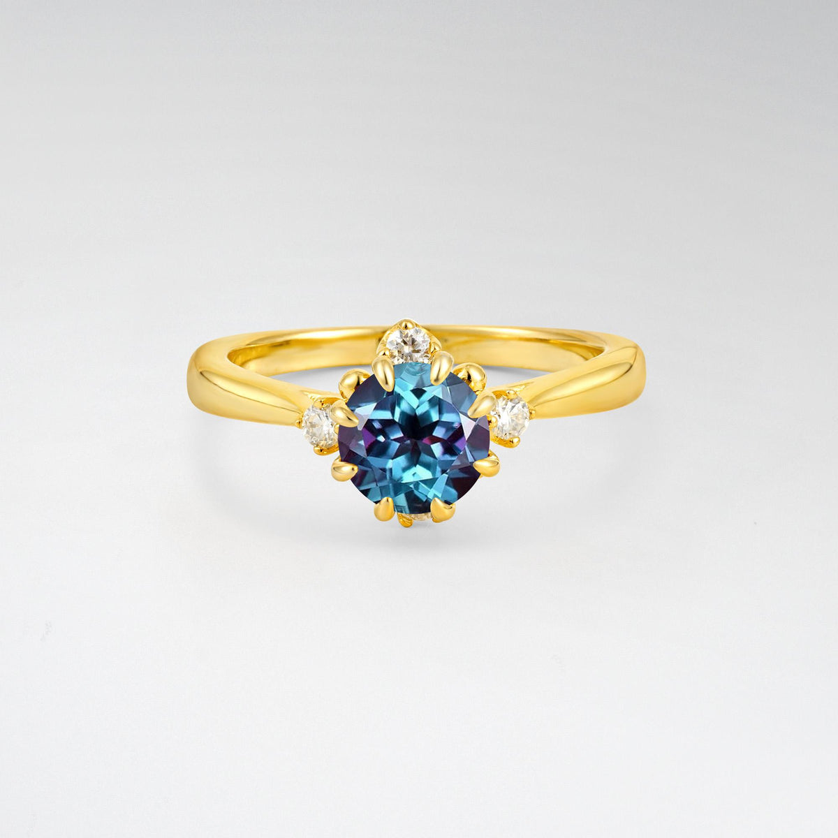 Classic Three Stone Alexandrite Engagement Ring - Additional view