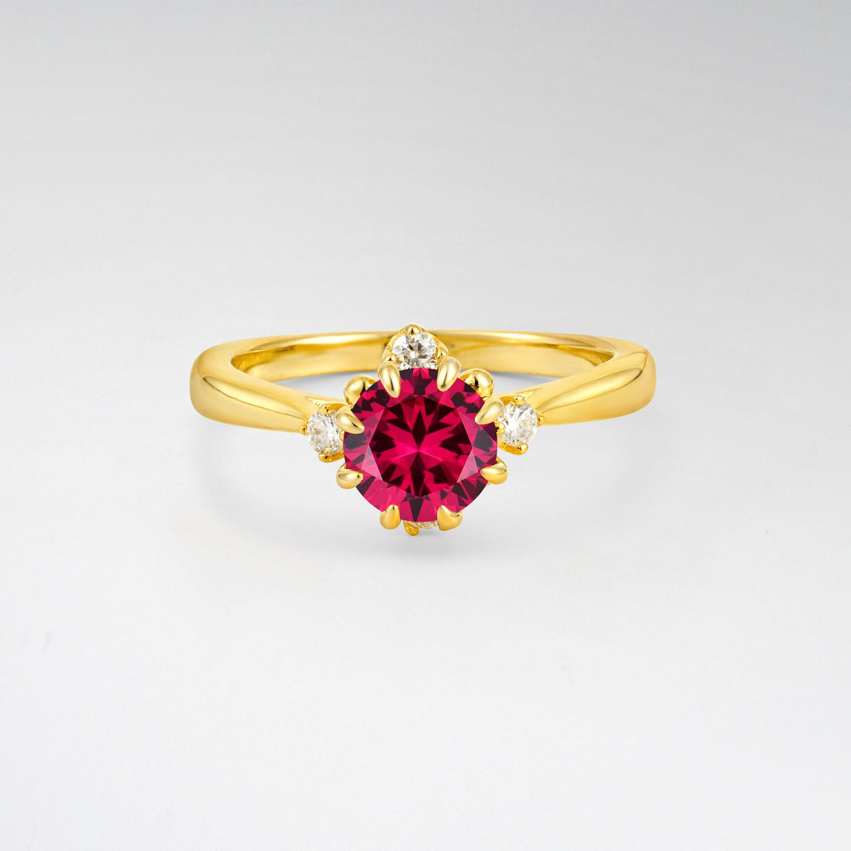 Classic Three Stone Ruby Engagement Ring - Additional view