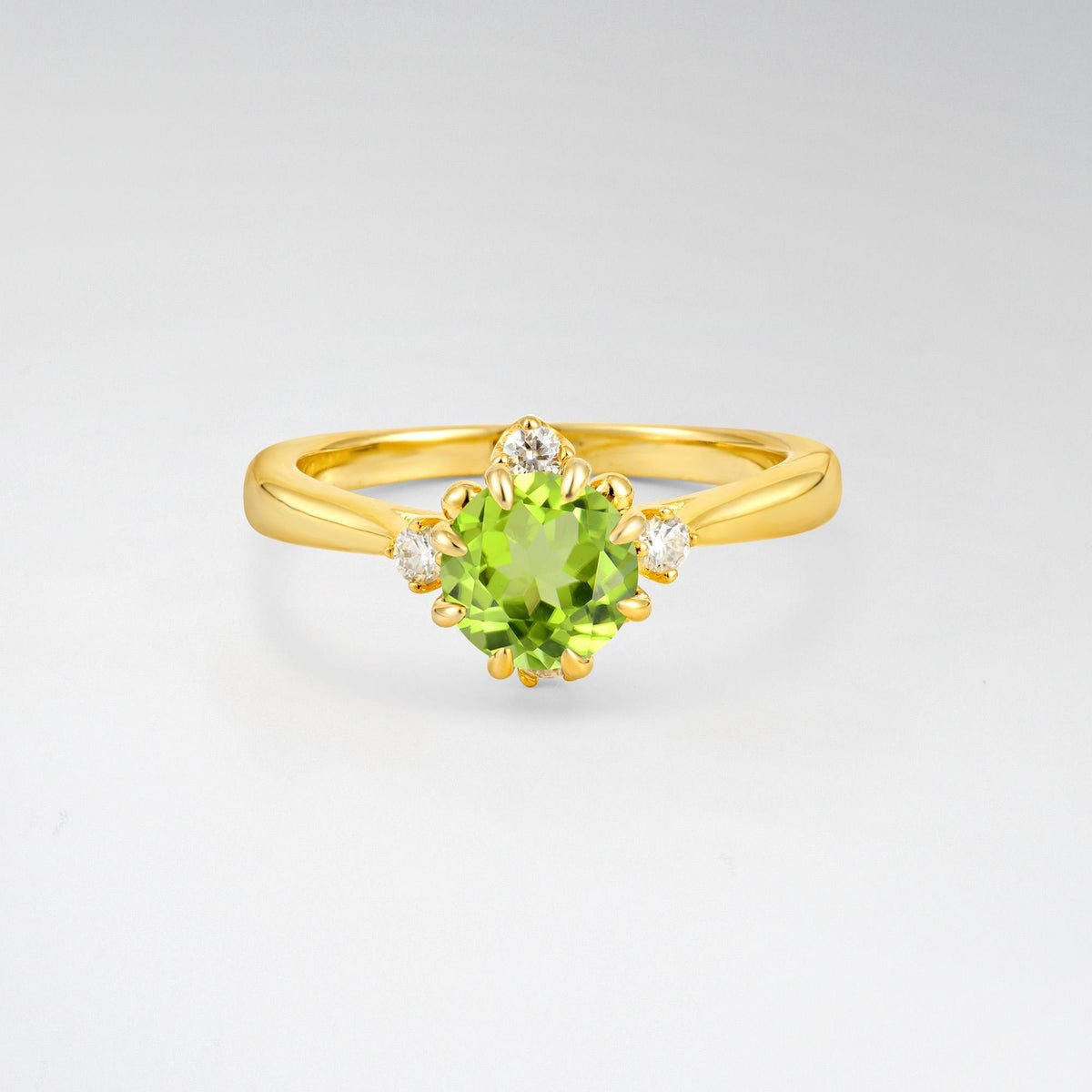 Classic Three Stone Peridot Engagement Ring - Additional view