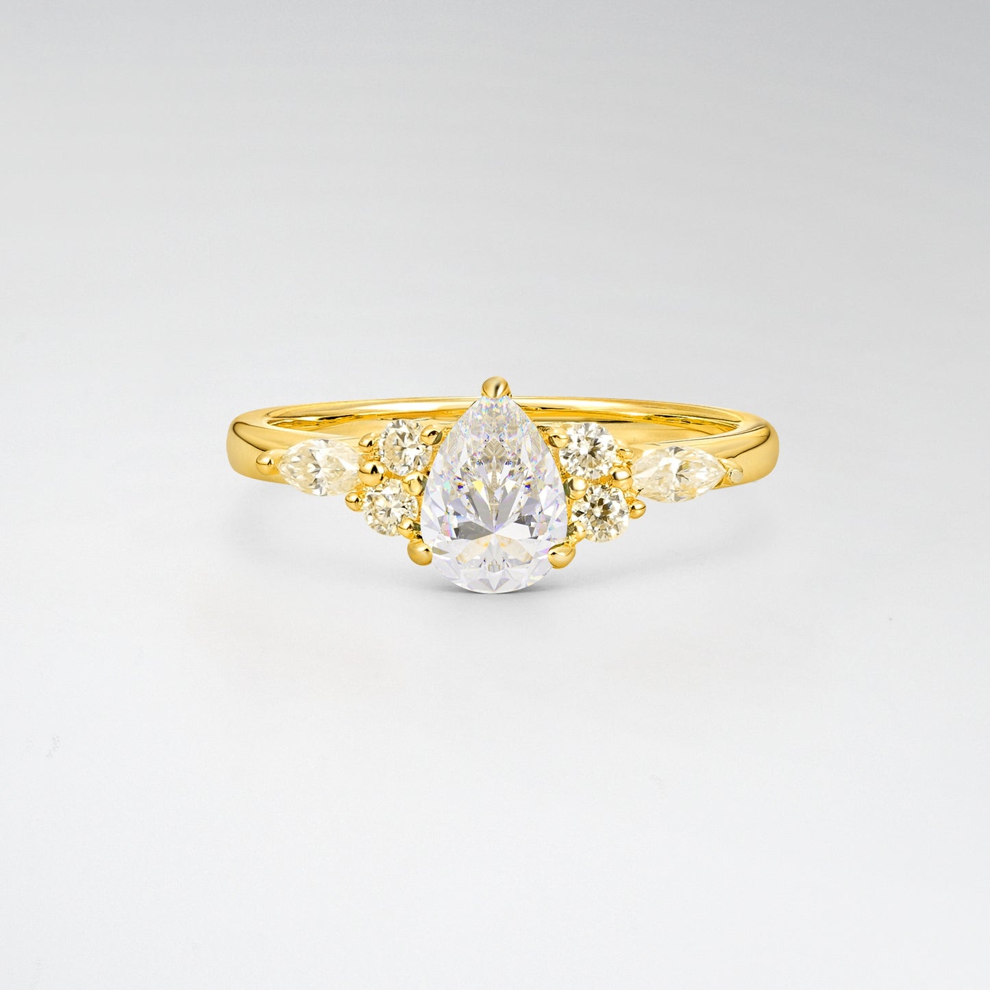 Pear Cut Moissanite Side Stone Engagement Ring for Her - Additional view