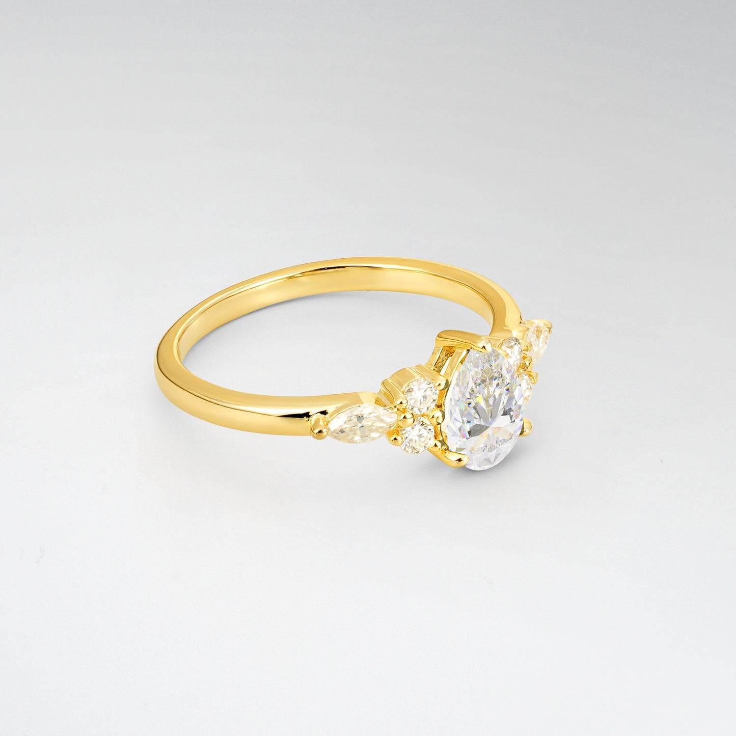 Pear Cut Moissanite Side Stone Engagement Ring for Her - Additional view