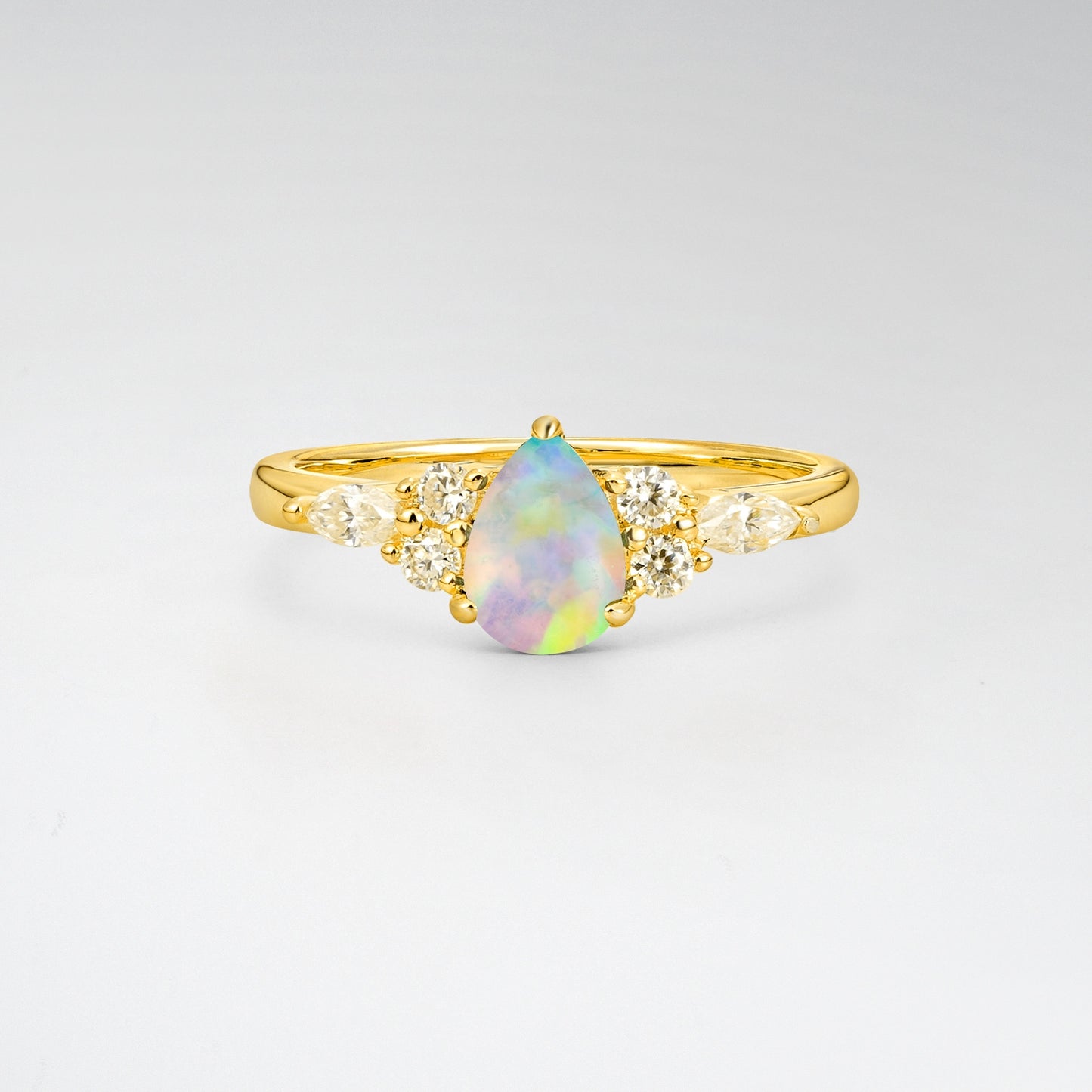 Pear Cut Opal Side Stone Engagement Ring for Her - Additional view