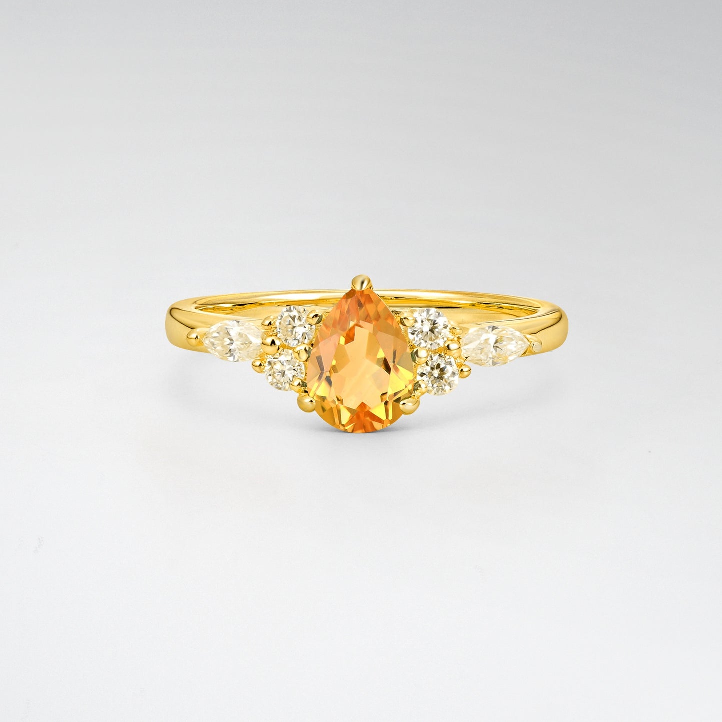 Pear Cut Citrine Side Stone Engagement Ring for Her - Additional view