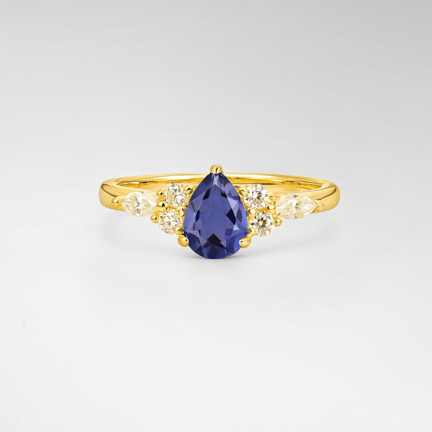 Pear Cut Tanzanite Side Stone Engagement Ring for Her - Additional view