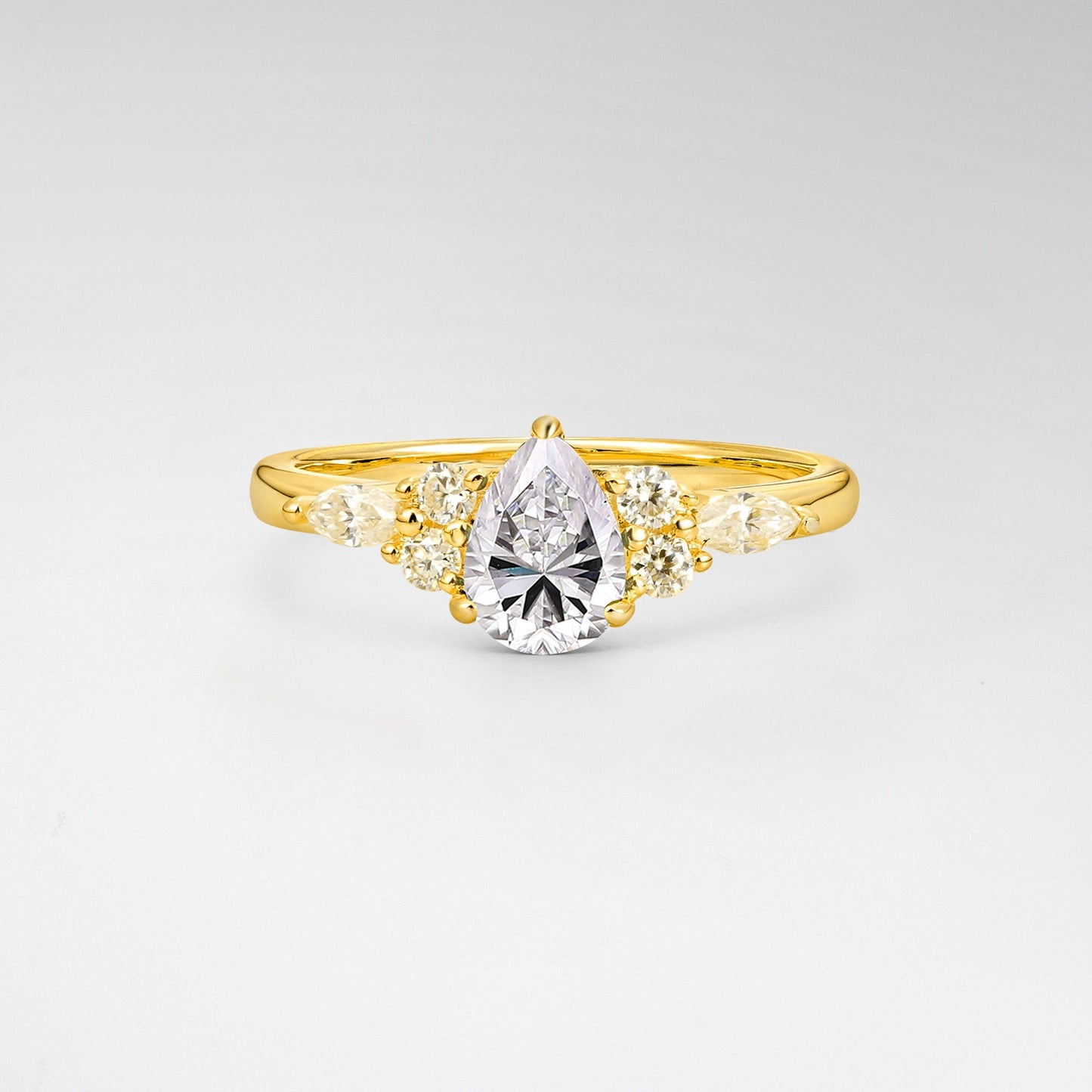 Pear Cut Lab Diamond Side Stone Engagement Ring for Her - Additional view