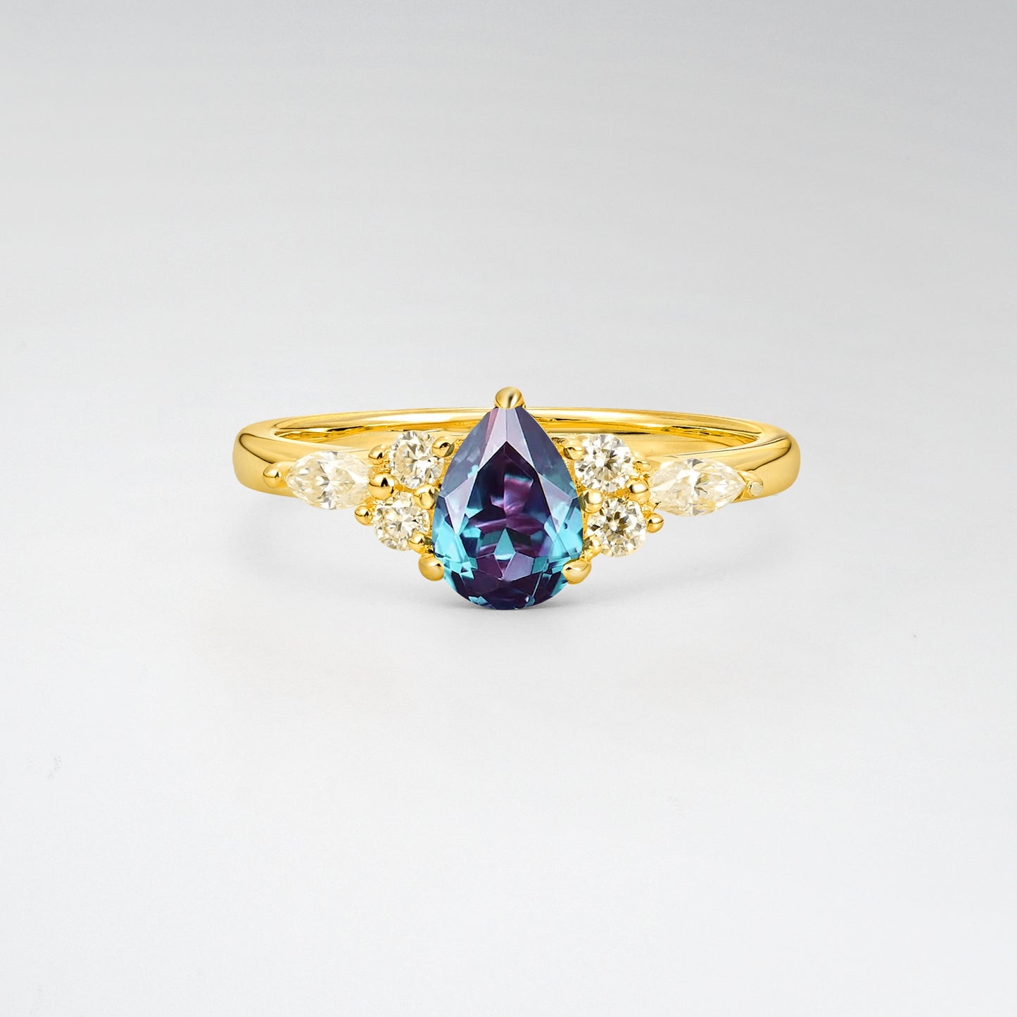 Pear Cut Alexandrite Side Stone Engagement Ring for Her - Additional view