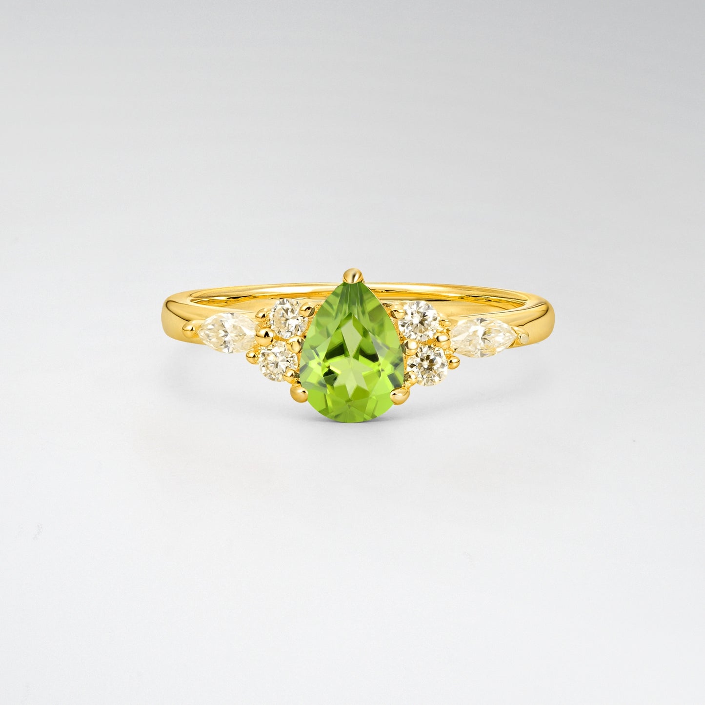 Pear Cut Peridot Side Stone Engagement Ring for Her - Additional view