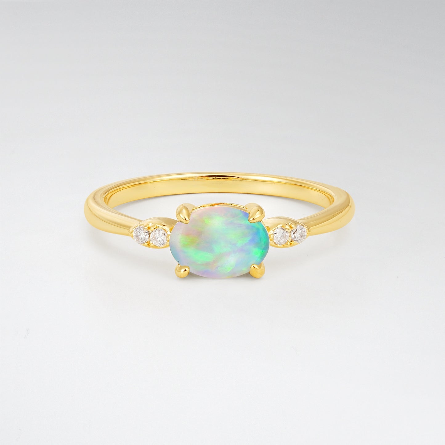 Minimalist Oval Cut East-West Opal Engagement Ring - Additional view