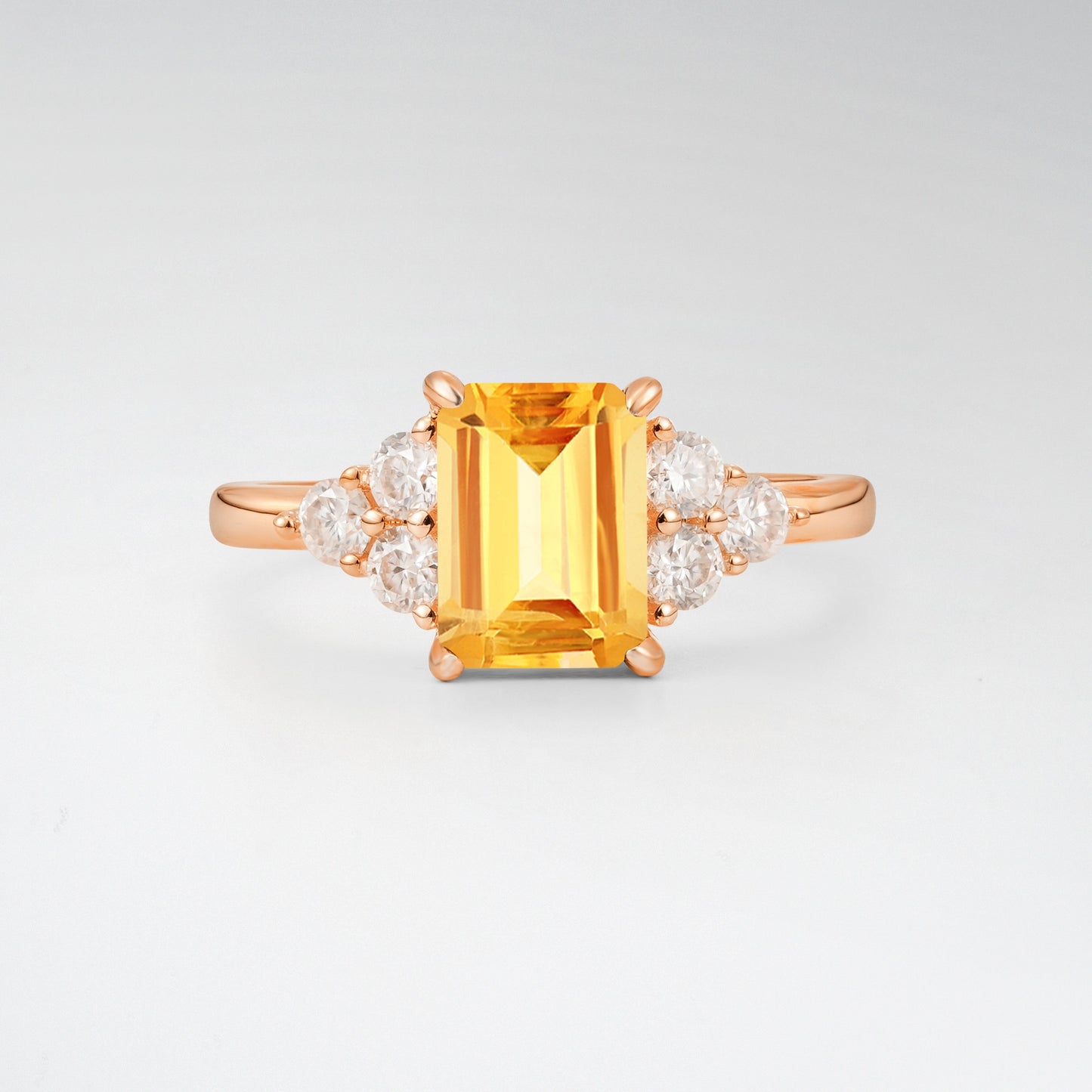 1.5 Carat Emerald Citrine Floral Cluster Side Stone Engagement Ring - Additional view