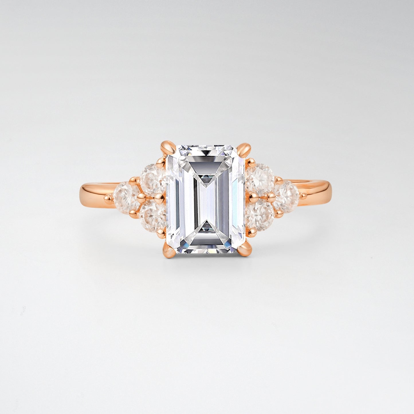 1.5 Carat Emerald Lab Diamond Floral Cluster Side Stone Engagement Ring - Additional view