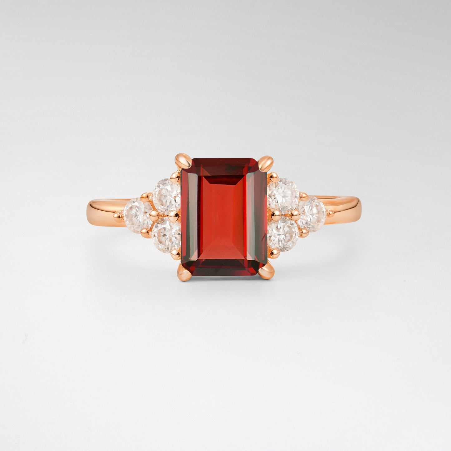 1.5 Carat Emerald Garnet Floral Cluster Side Stone Engagement Ring - Additional view