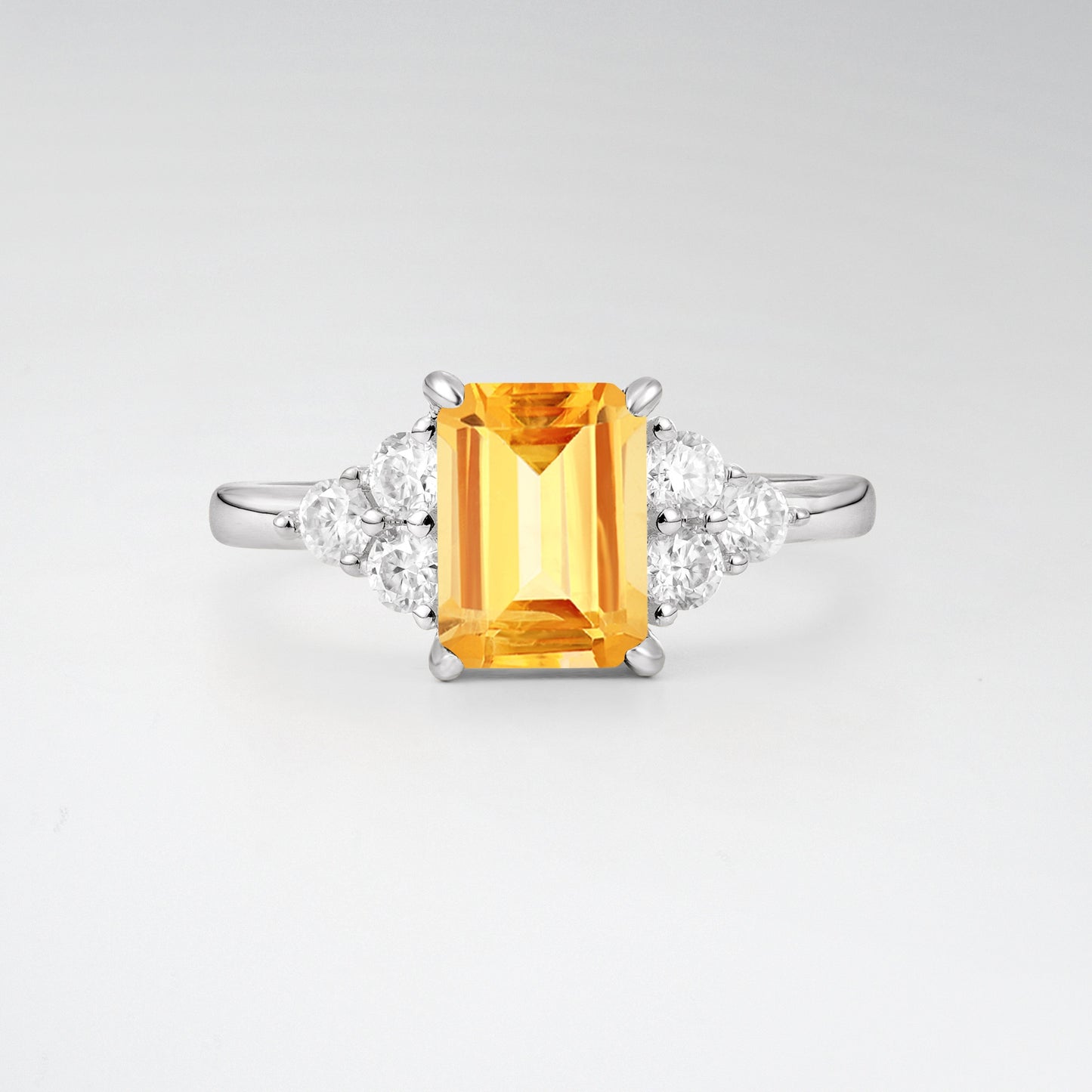 1.5 Carat Emerald Citrine Floral Cluster Side Stone Engagement Ring - Additional view