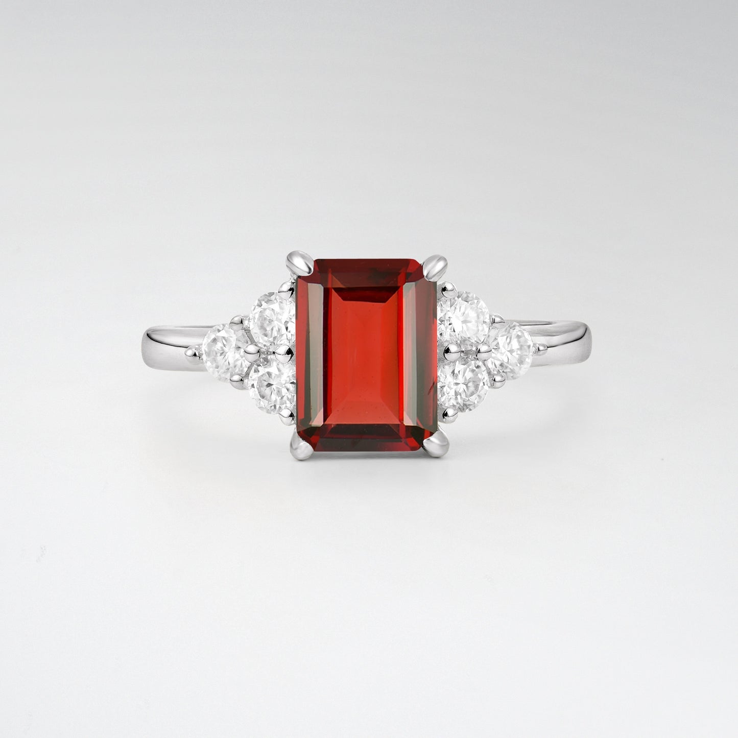 1.5 Carat Emerald Garnet Floral Cluster Side Stone Engagement Ring - Additional view
