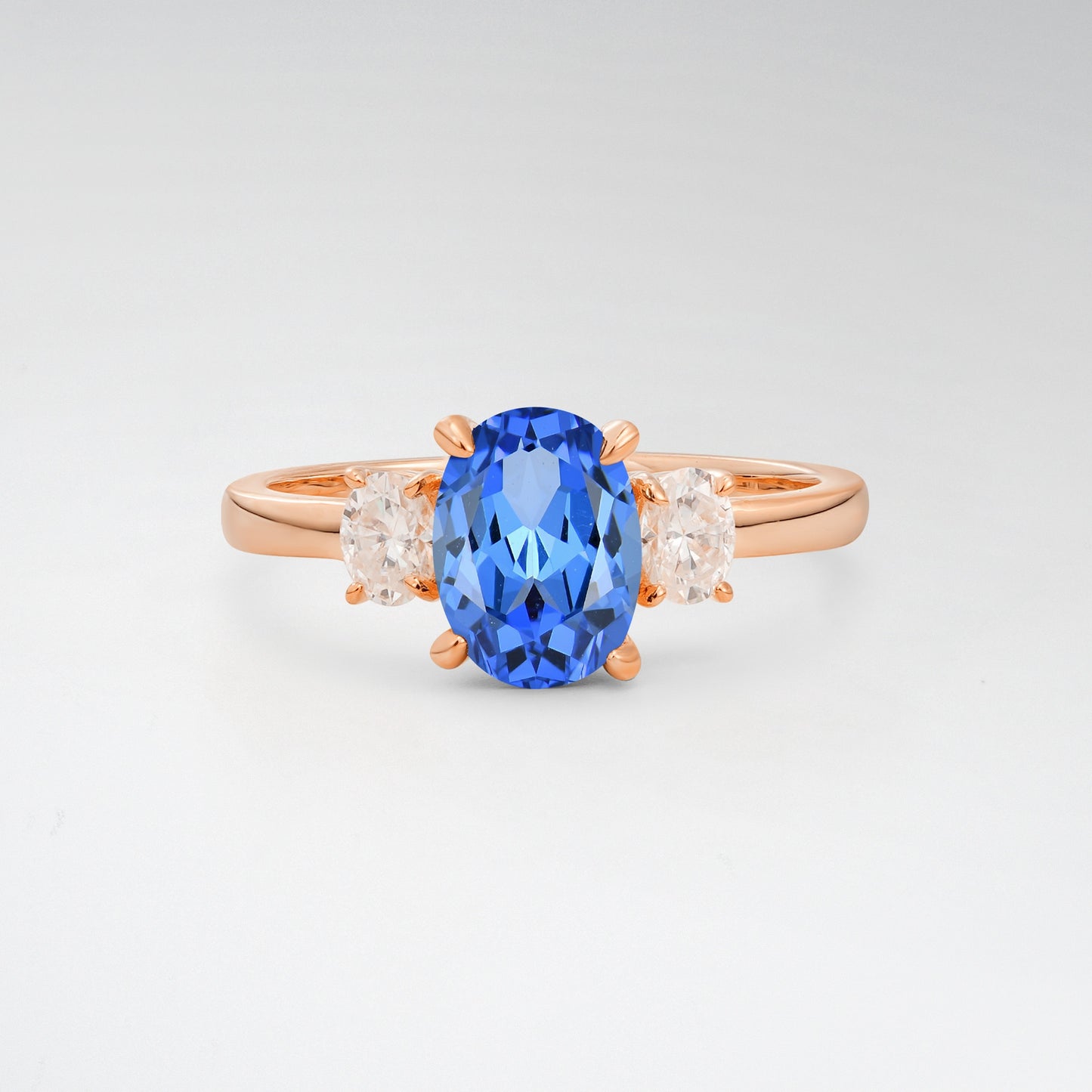 Classic Oval Cut Sapphire 1.5CT Three Stone Engagement Ring - Additional view