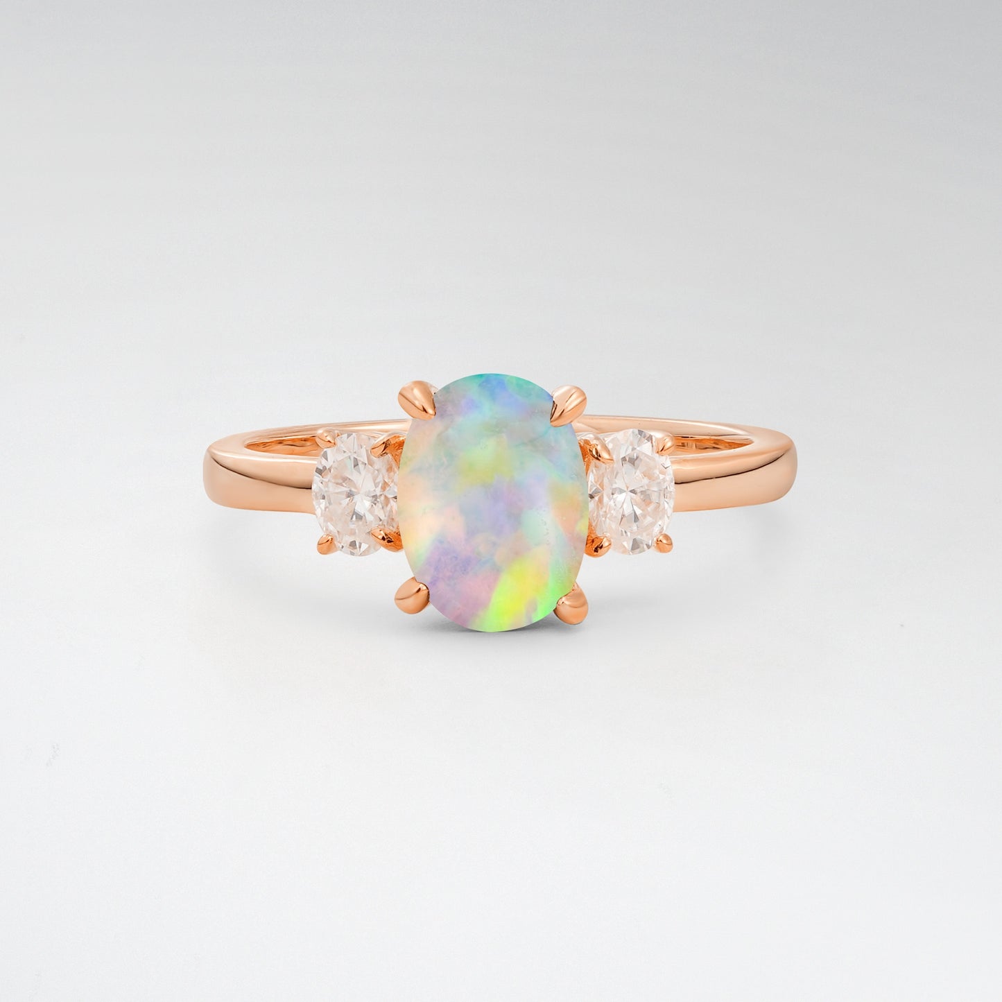 Classic Oval Cut Opal 1.5CT Three Stone Engagement Ring - Additional view