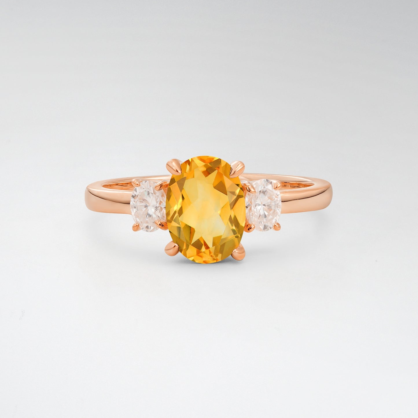 Classic Oval Cut Citrine 1.5CT Three Stone Engagement Ring - Additional view