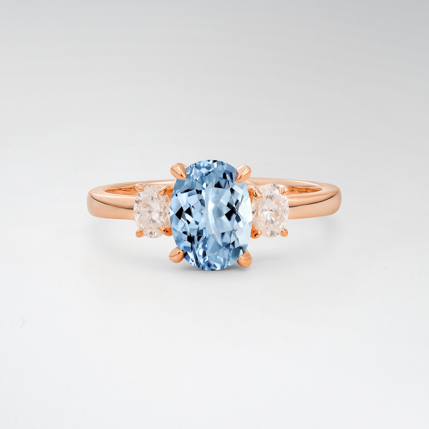 Classic Oval Cut Aquamarine 1.5CT Three Stone Engagement Ring - Additional view