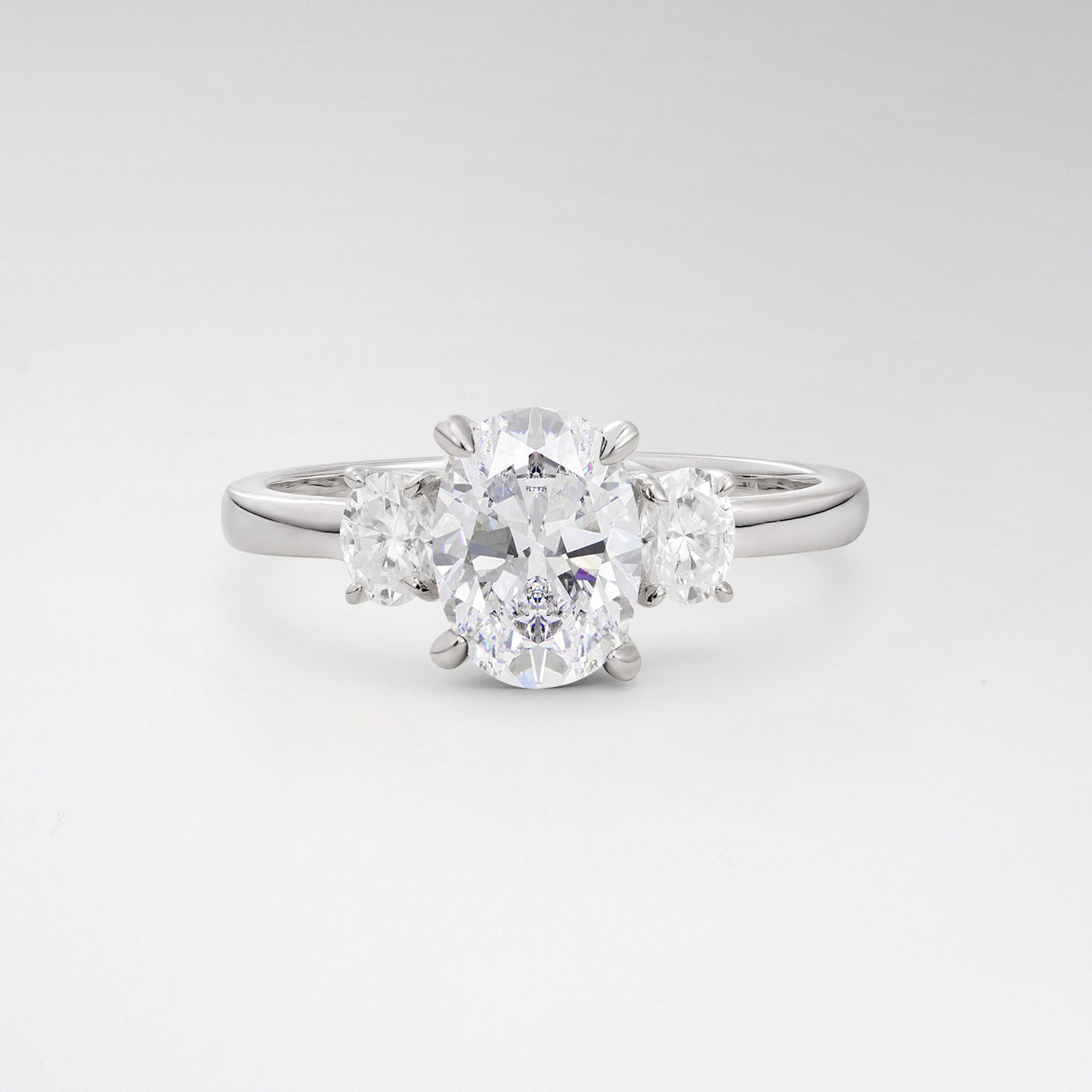 Classic Oval Cut Moissanite 1.5CT Three Stone Engagement Ring - Additional view