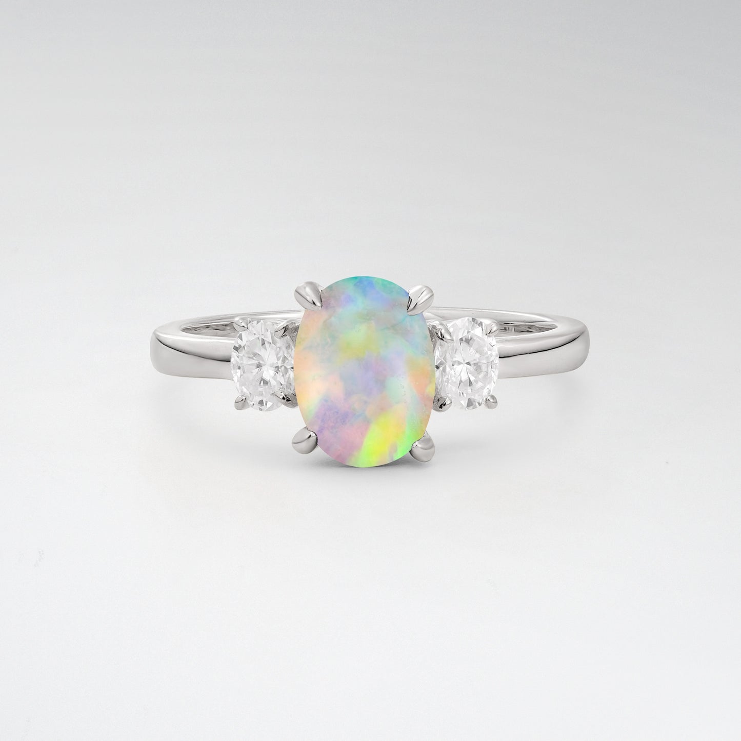 Classic Oval Cut Opal 1.5CT Three Stone Engagement Ring - Additional view