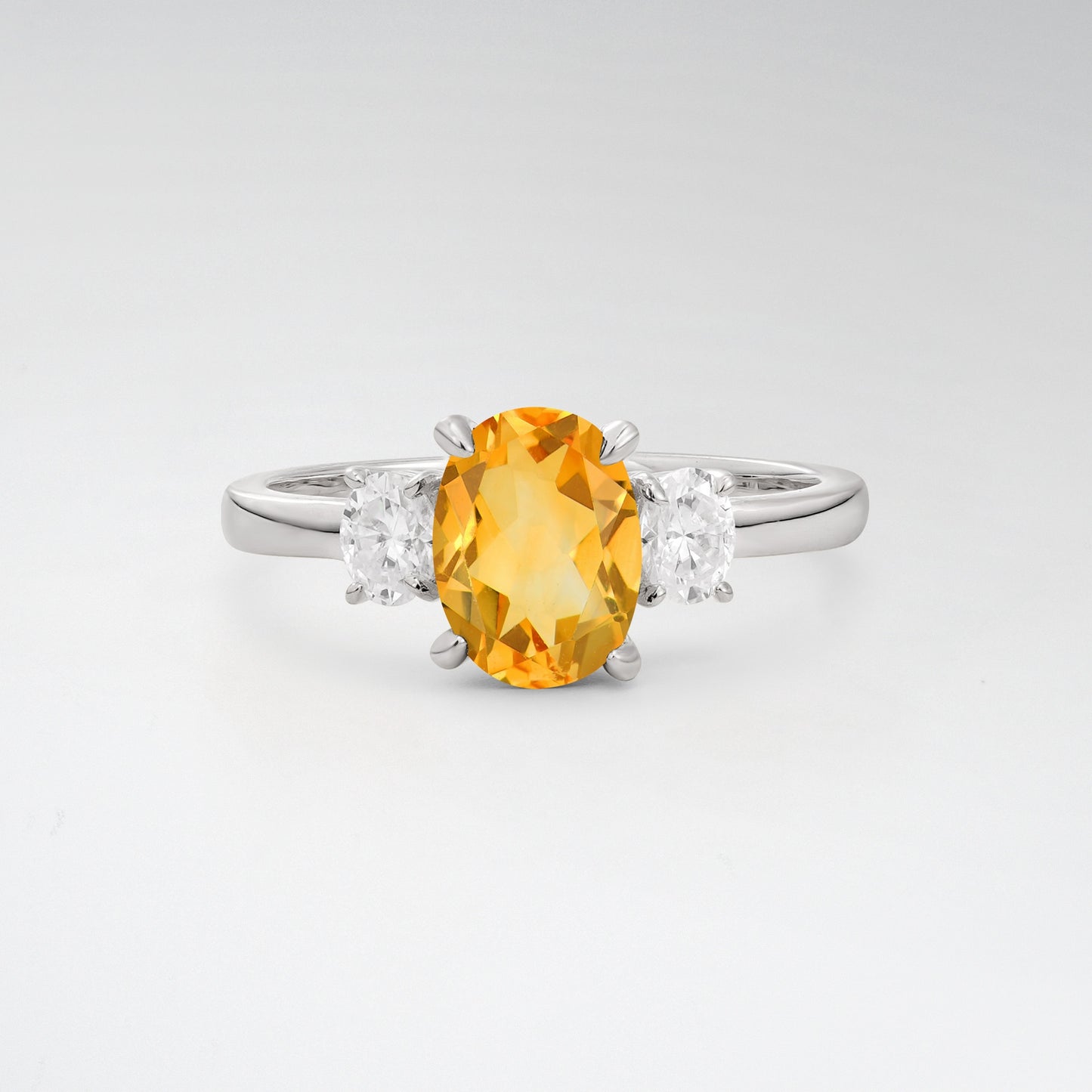 Classic Oval Cut Citrine 1.5CT Three Stone Engagement Ring - Additional view