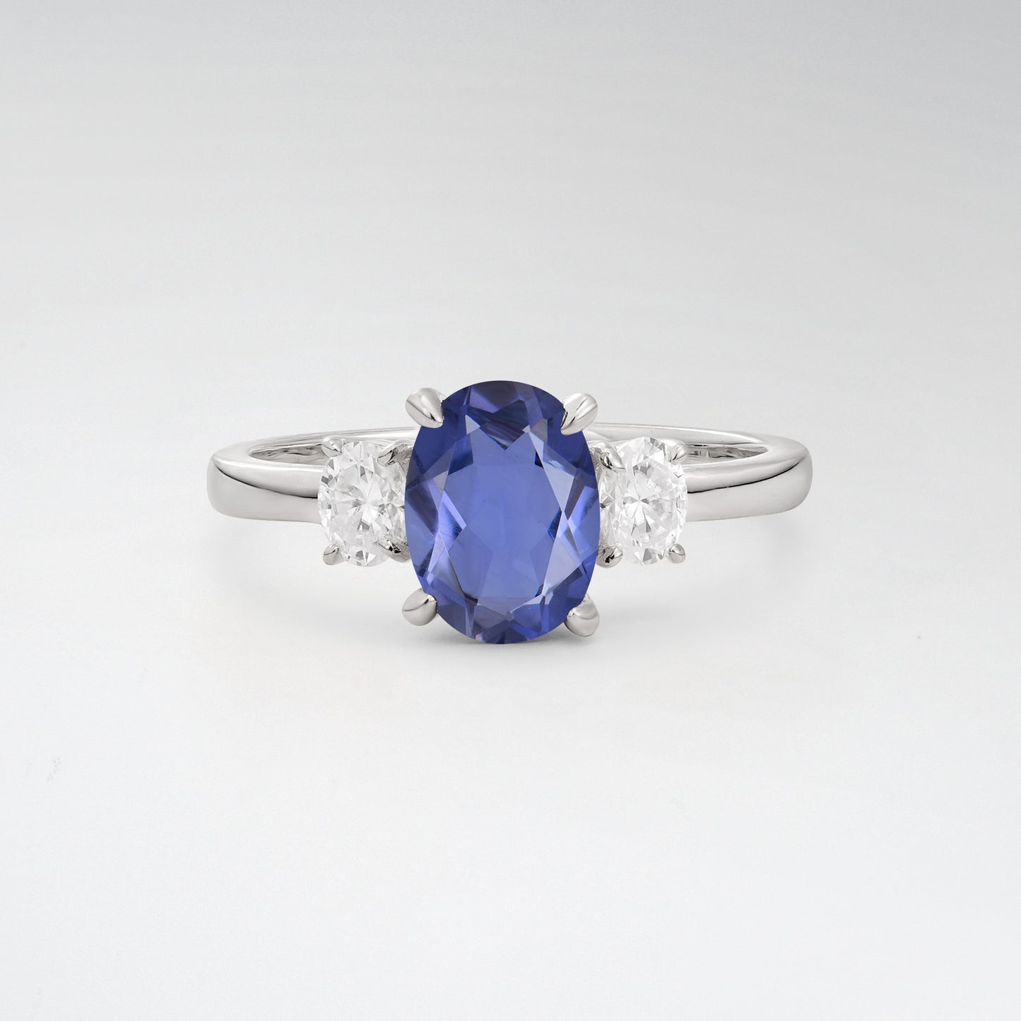 Classic Oval Cut Tanzanite 1.5CT Three Stone Engagement Ring - Additional view
