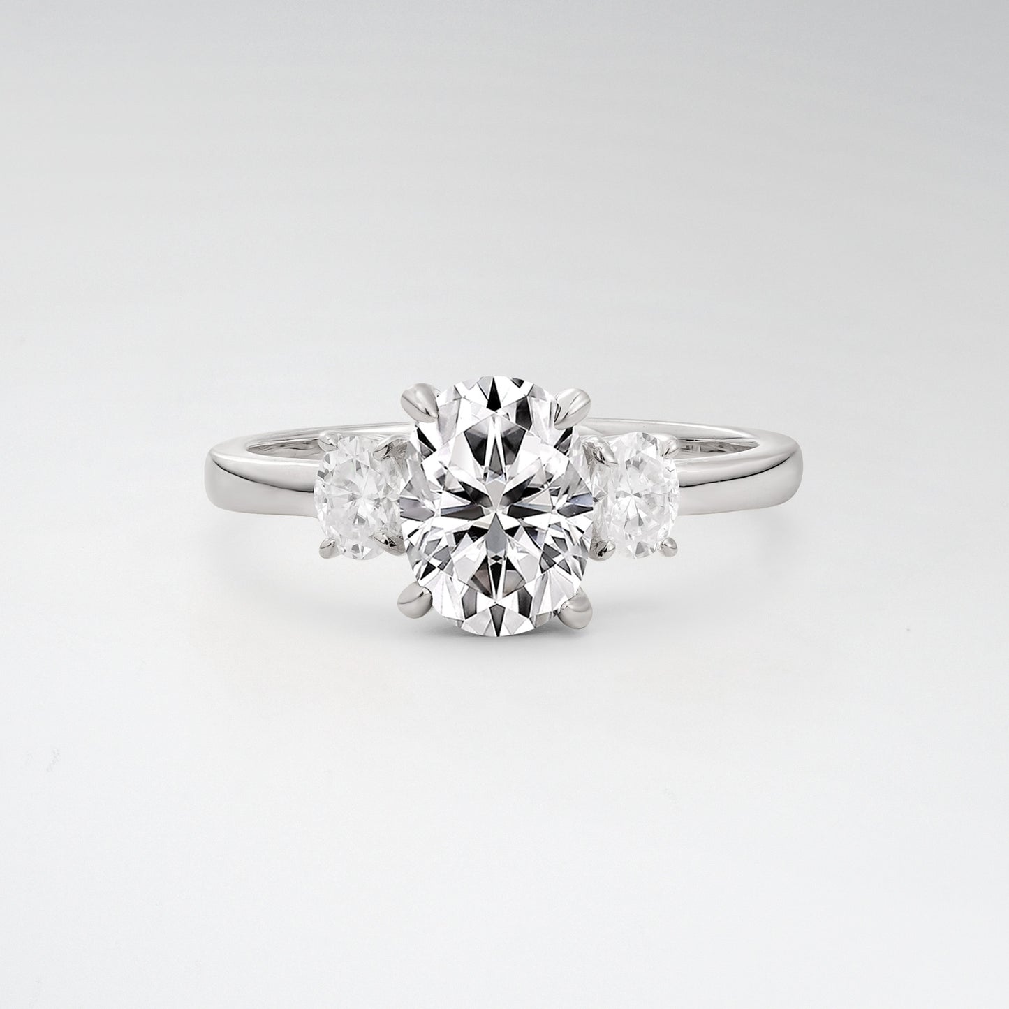 Classic Oval Cut Lab Diamond 1.5CT Three Stone Engagement Ring - Additional view